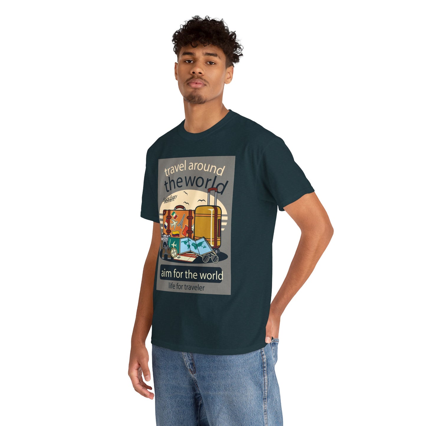 Travel Around The World - Unisex Heavy Cotton Tee