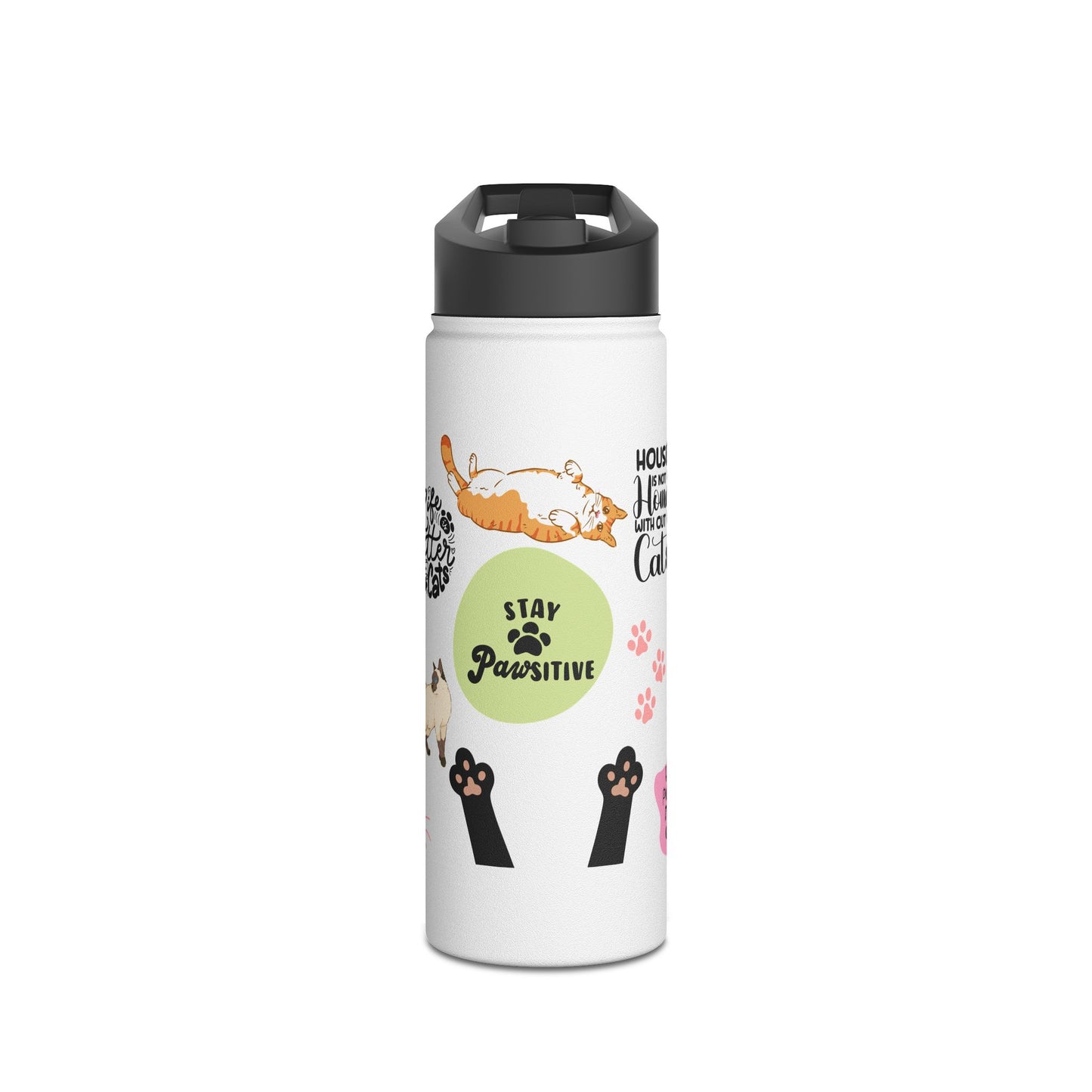 Feline Family Warm Whiskers & Words of Love - Stainless Steel Water Bottle