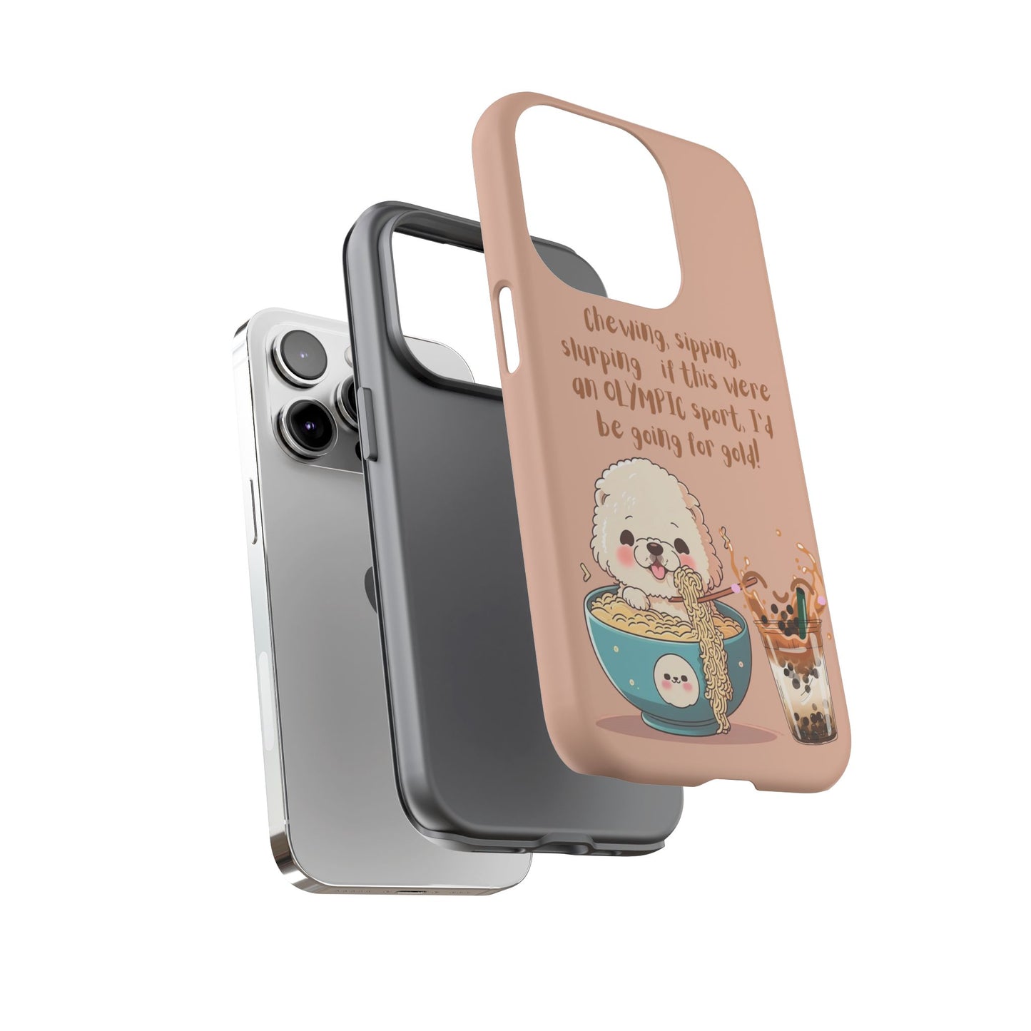 Dog Enjoying Ramen iPhone Tough Case – Cute and Fun Design for iPhone XR to iPhone 16 Pro Max