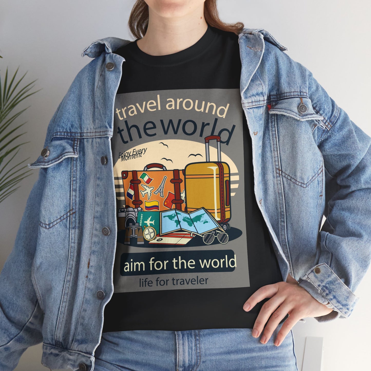 Travel Around The World - Unisex Heavy Cotton Tee