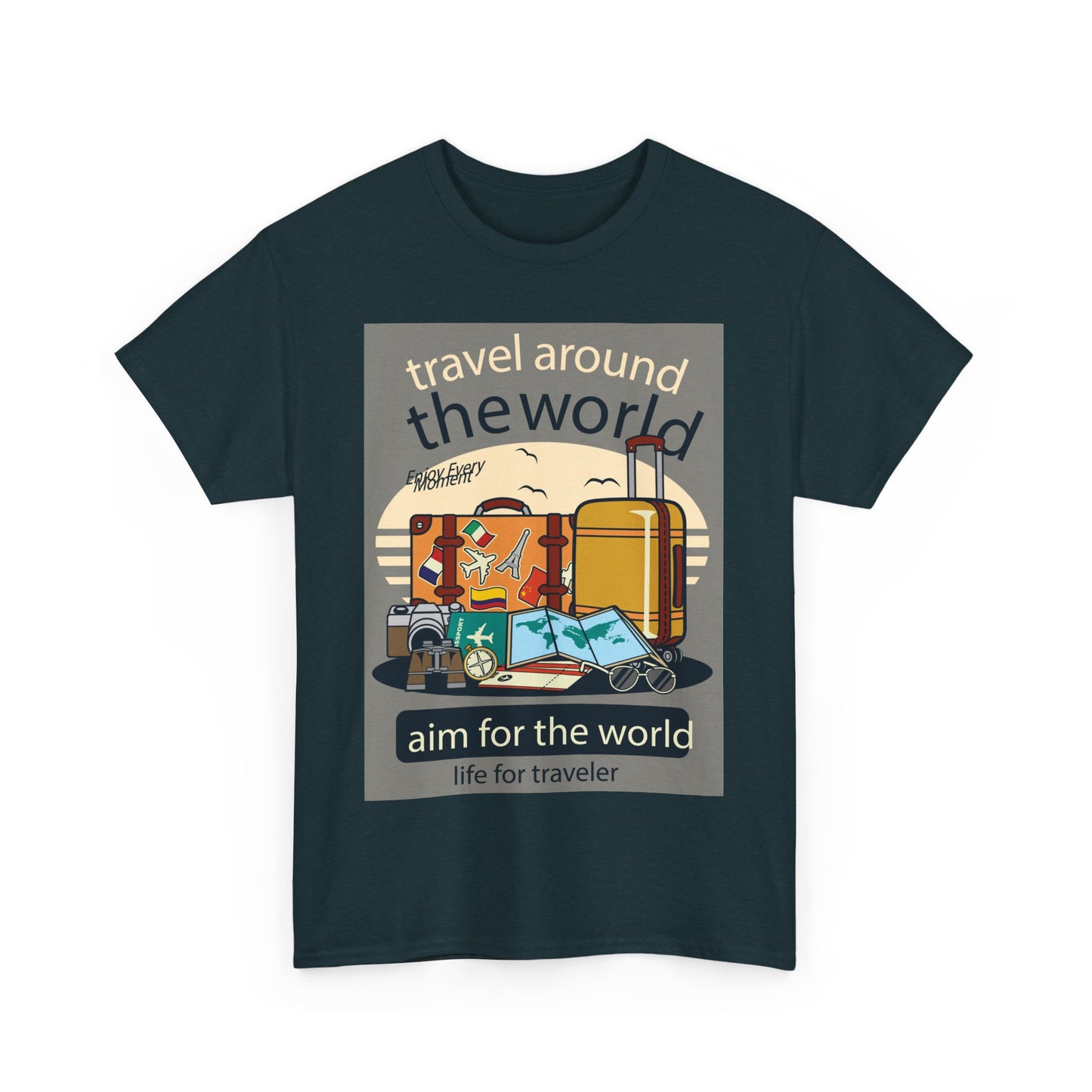 Travel Around The World - Unisex Heavy Cotton Tee