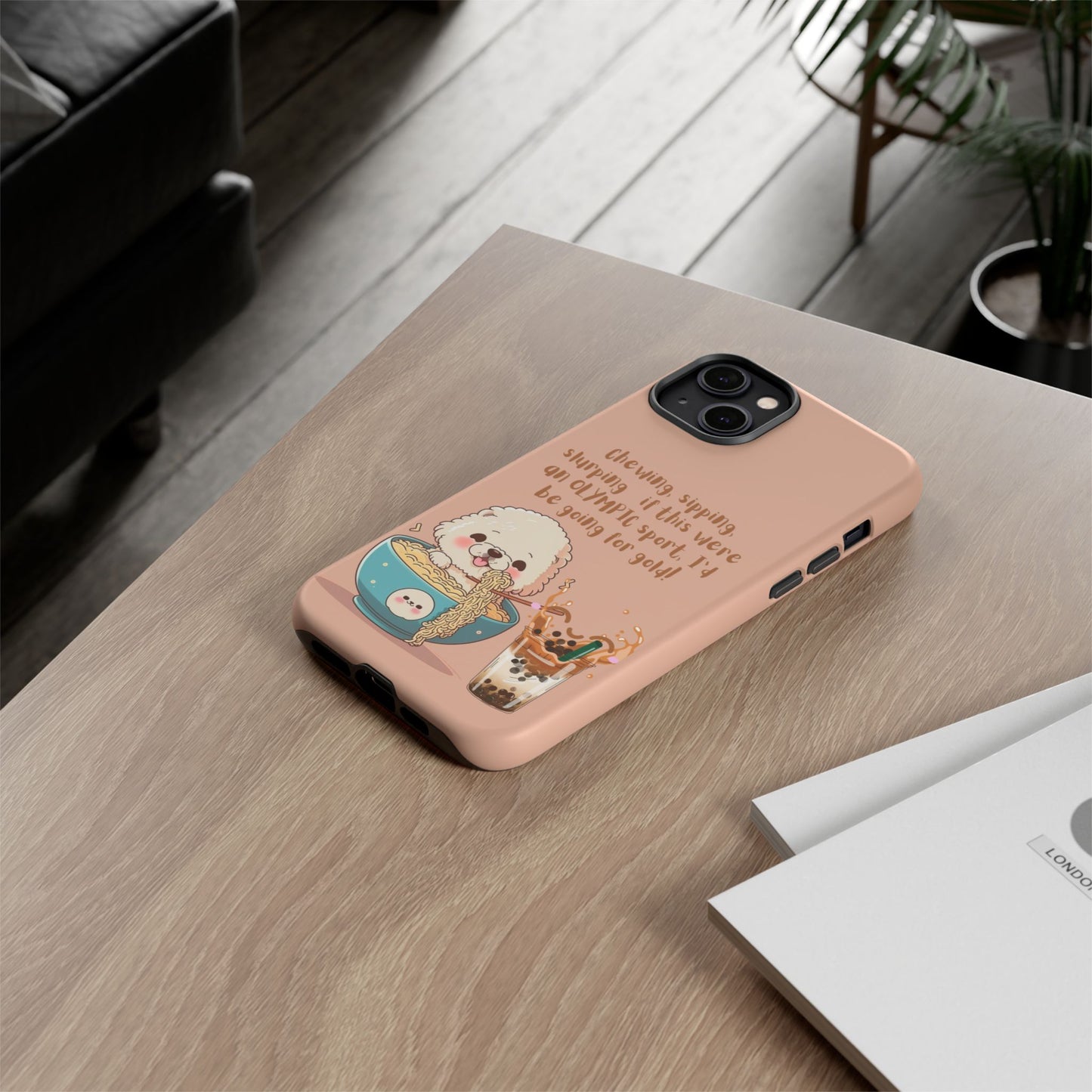 Dog Enjoying Ramen iPhone Tough Case – Cute and Fun Design for iPhone XR to iPhone 16 Pro Max