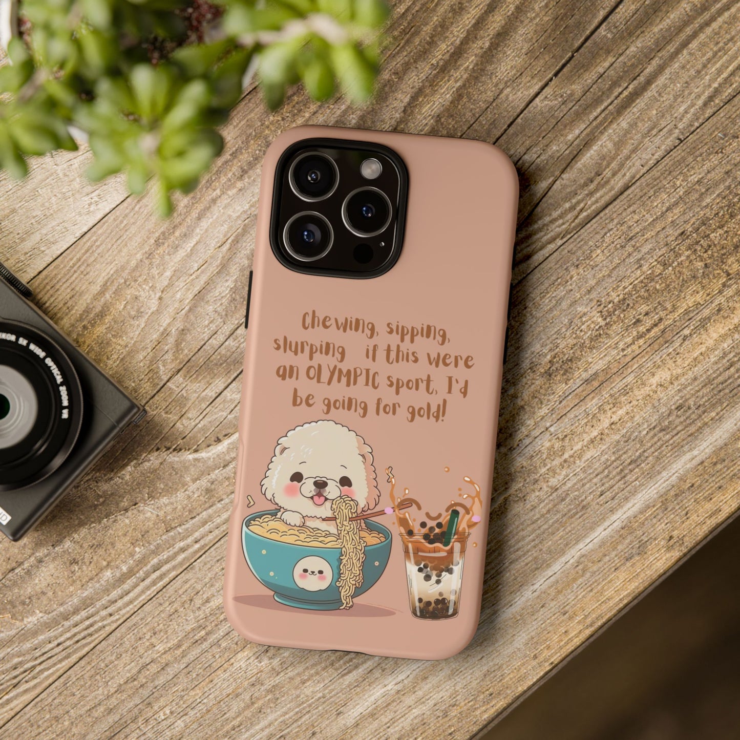 Dog Enjoying Ramen iPhone Tough Case – Cute and Fun Design for iPhone XR to iPhone 16 Pro Max
