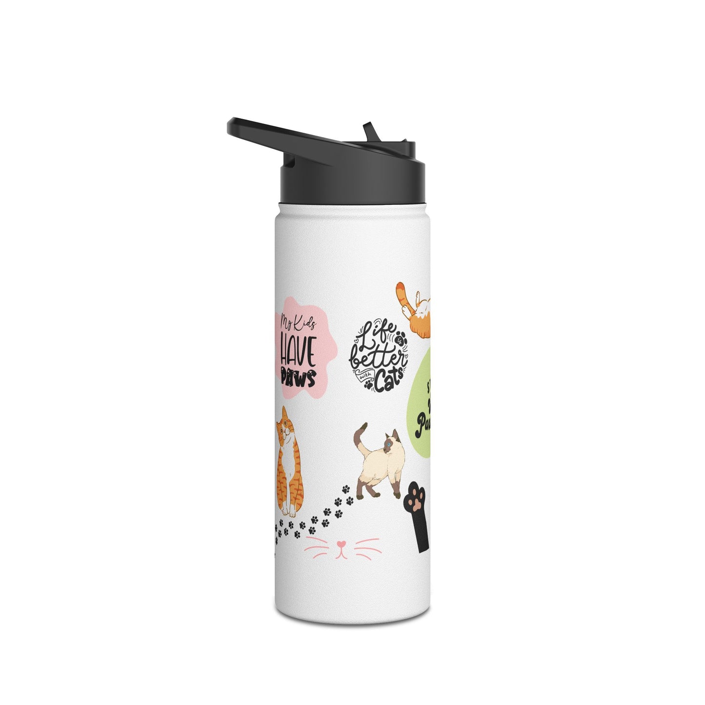 Feline Family Warm Whiskers & Words of Love - Stainless Steel Water Bottle