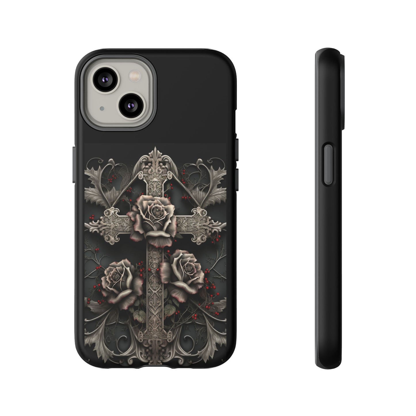 Gothic Elegance Cross Tough iPhone Case – Bold Protection with a Stylish Edge