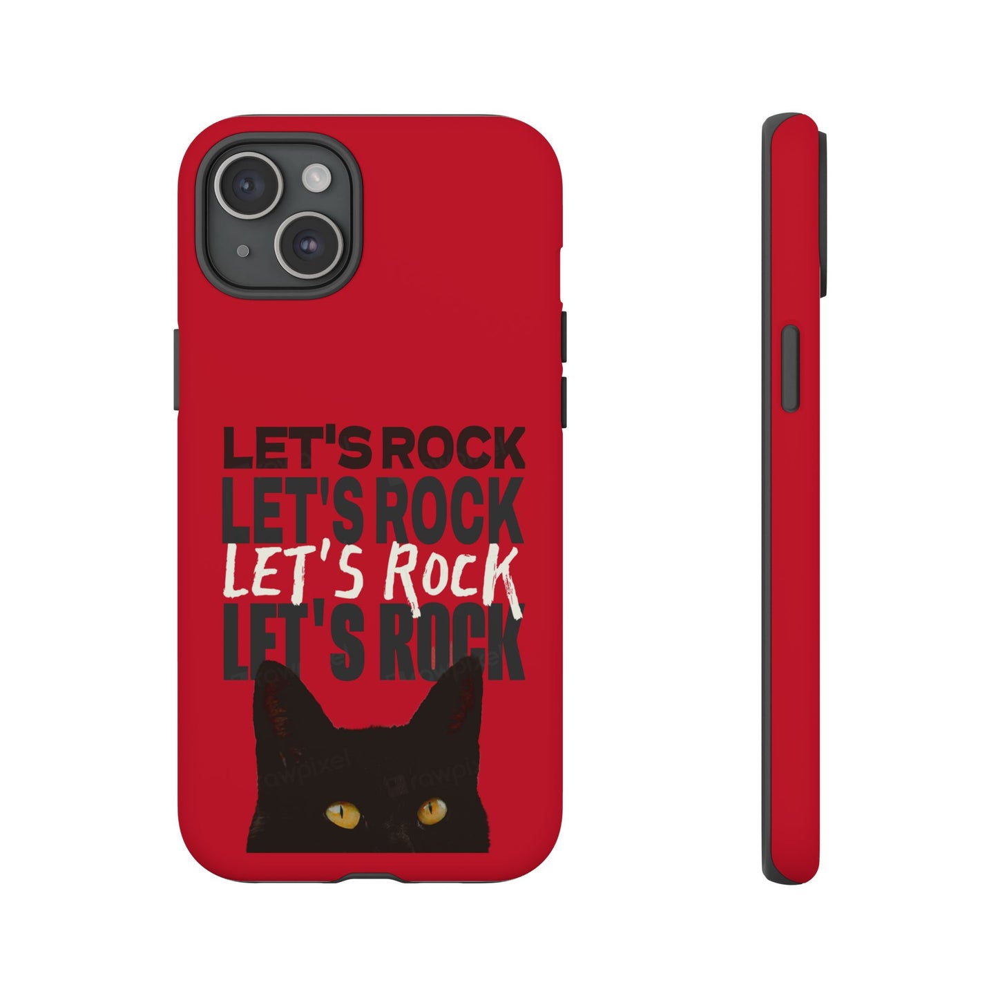 Black Cat Let's Rock Tough iPhone Case