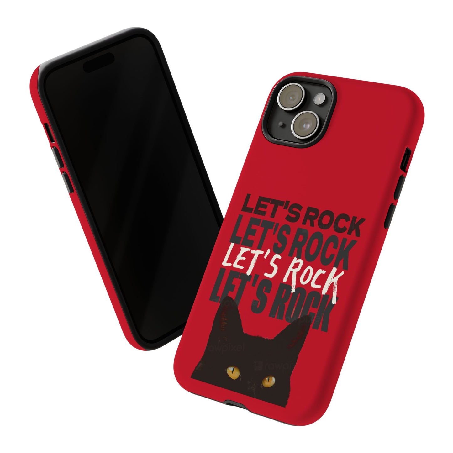 Black Cat Let's Rock Tough iPhone Case