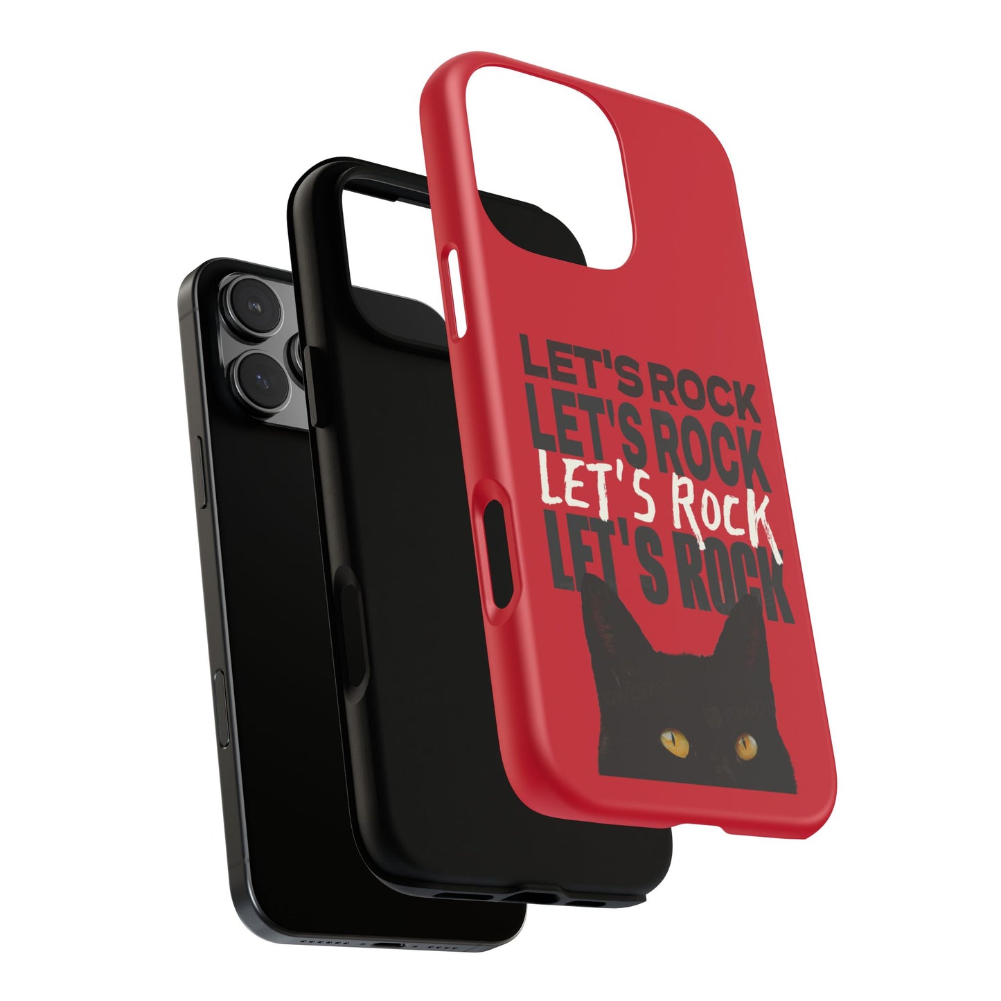 Black Cat Let's Rock Tough iPhone Case