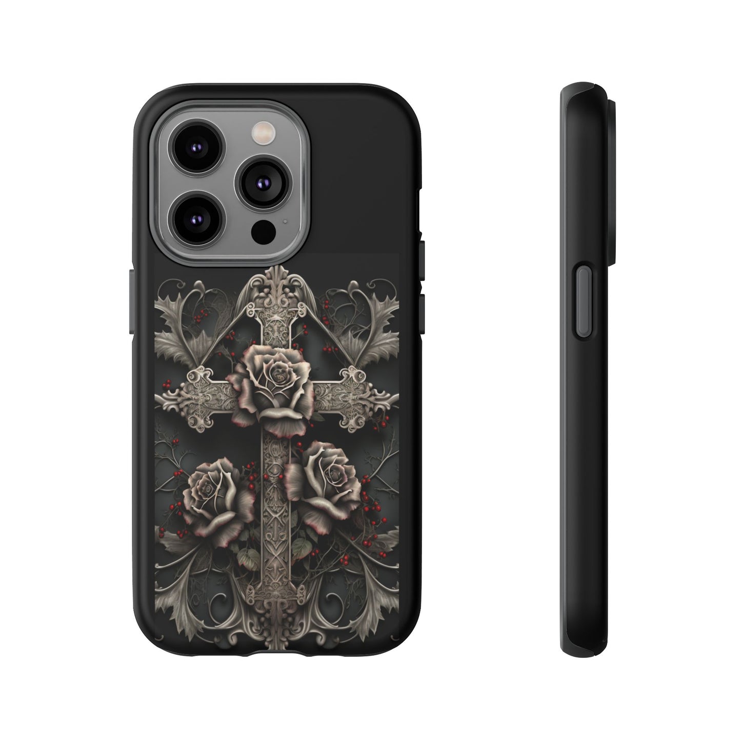 Gothic Elegance Cross Tough iPhone Case – Bold Protection with a Stylish Edge