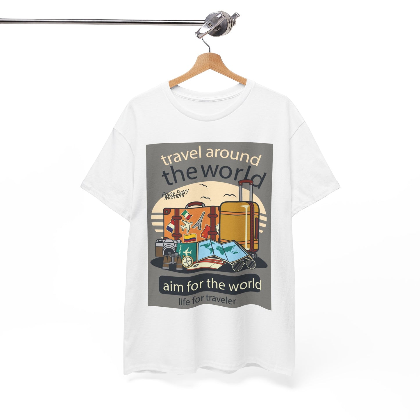 Travel Around The World - Unisex Heavy Cotton Tee