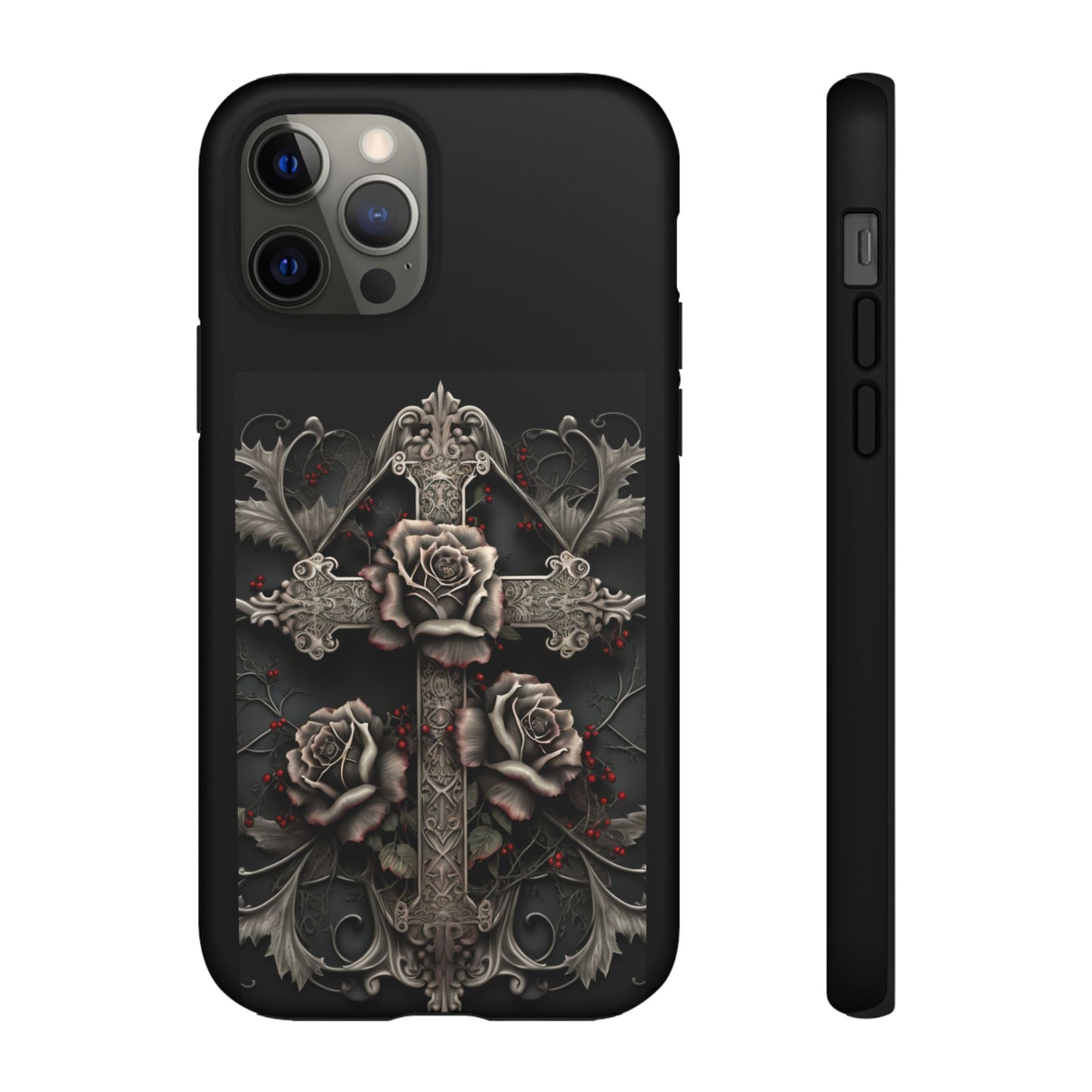 Gothic Elegance Cross Tough iPhone Case – Bold Protection with a Stylish Edge