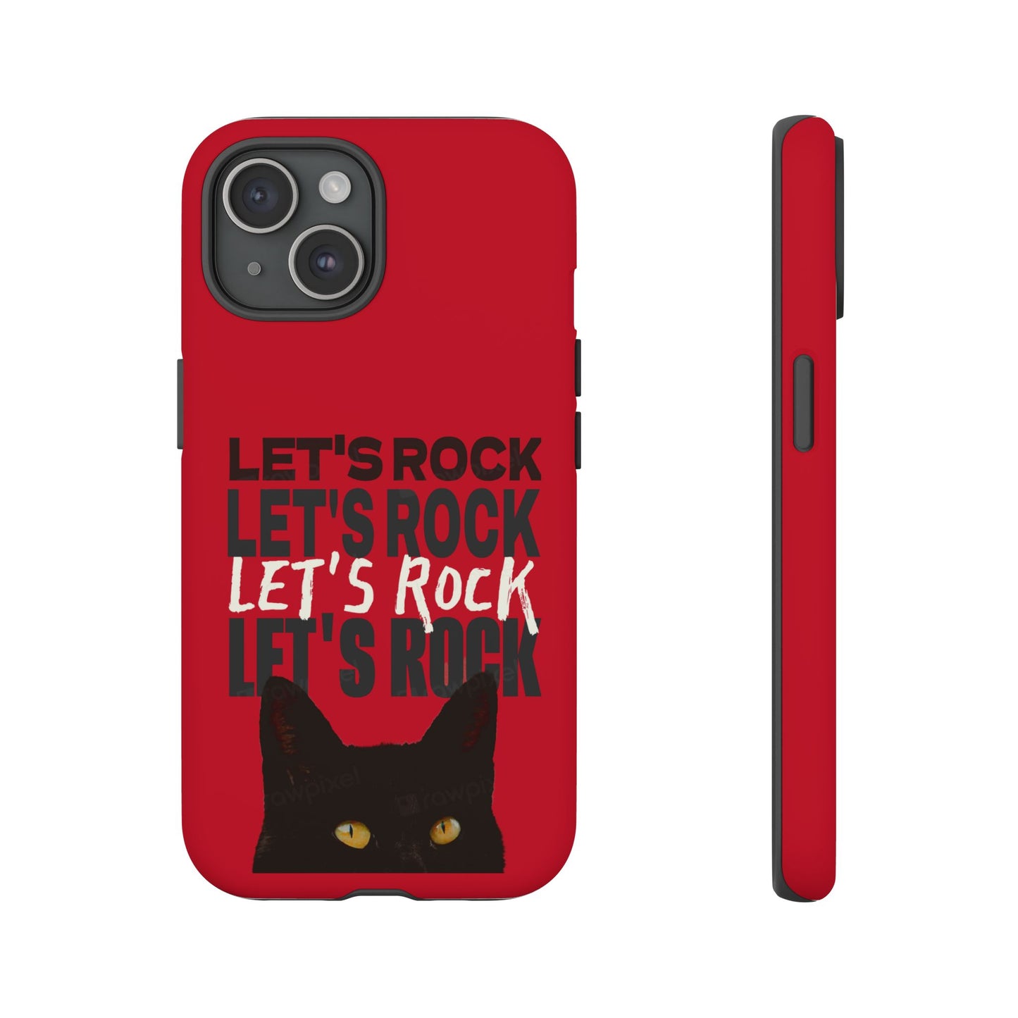 Black Cat Let's Rock Tough iPhone Case