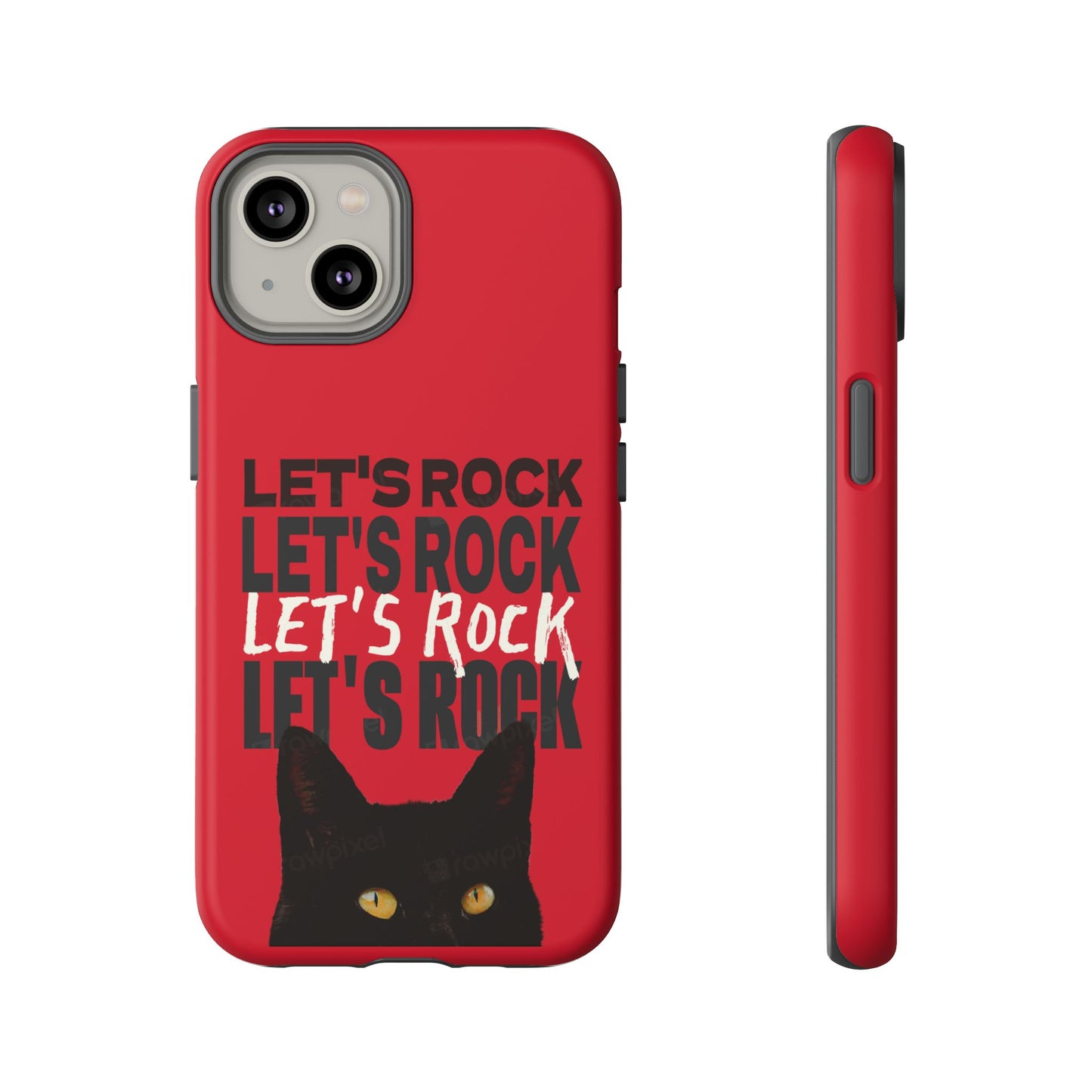 Black Cat Let's Rock Tough iPhone Case