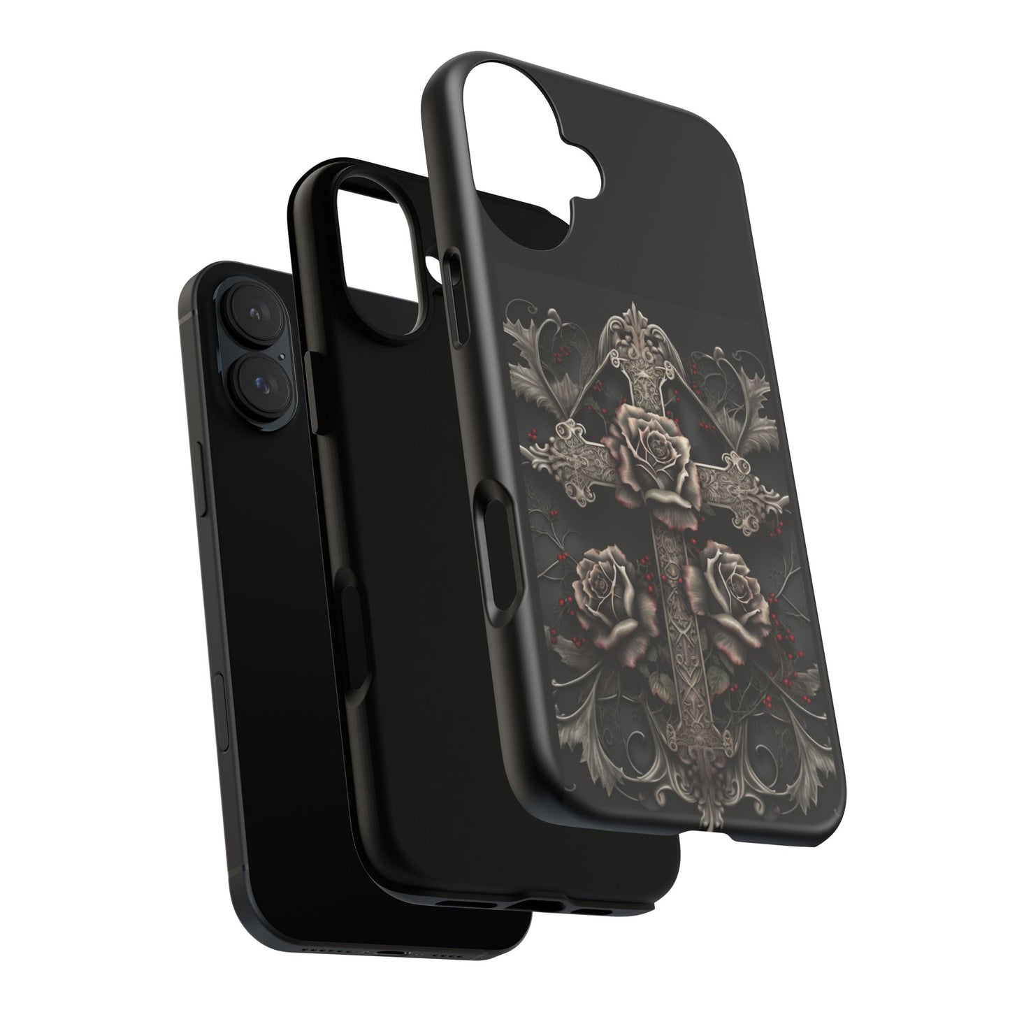 Gothic Elegance Cross Tough iPhone Case – Bold Protection with a Stylish Edge