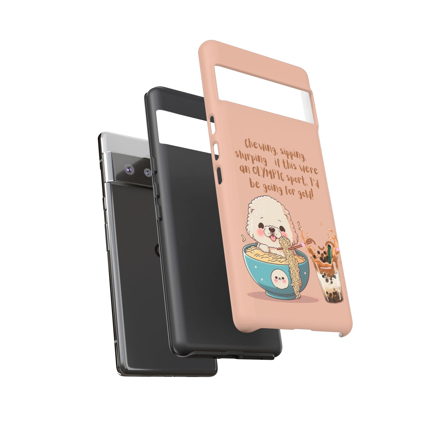 Dog Enjoying Ramen iPhone Tough Case – Cute and Fun Design for iPhone XR to iPhone 16 Pro Max