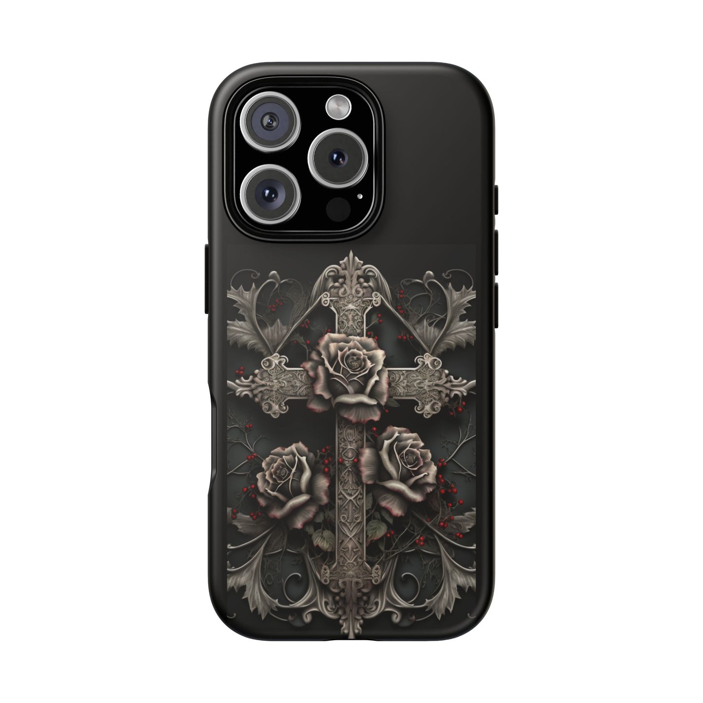 Gothic Elegance Cross Tough iPhone Case – Bold Protection with a Stylish Edge
