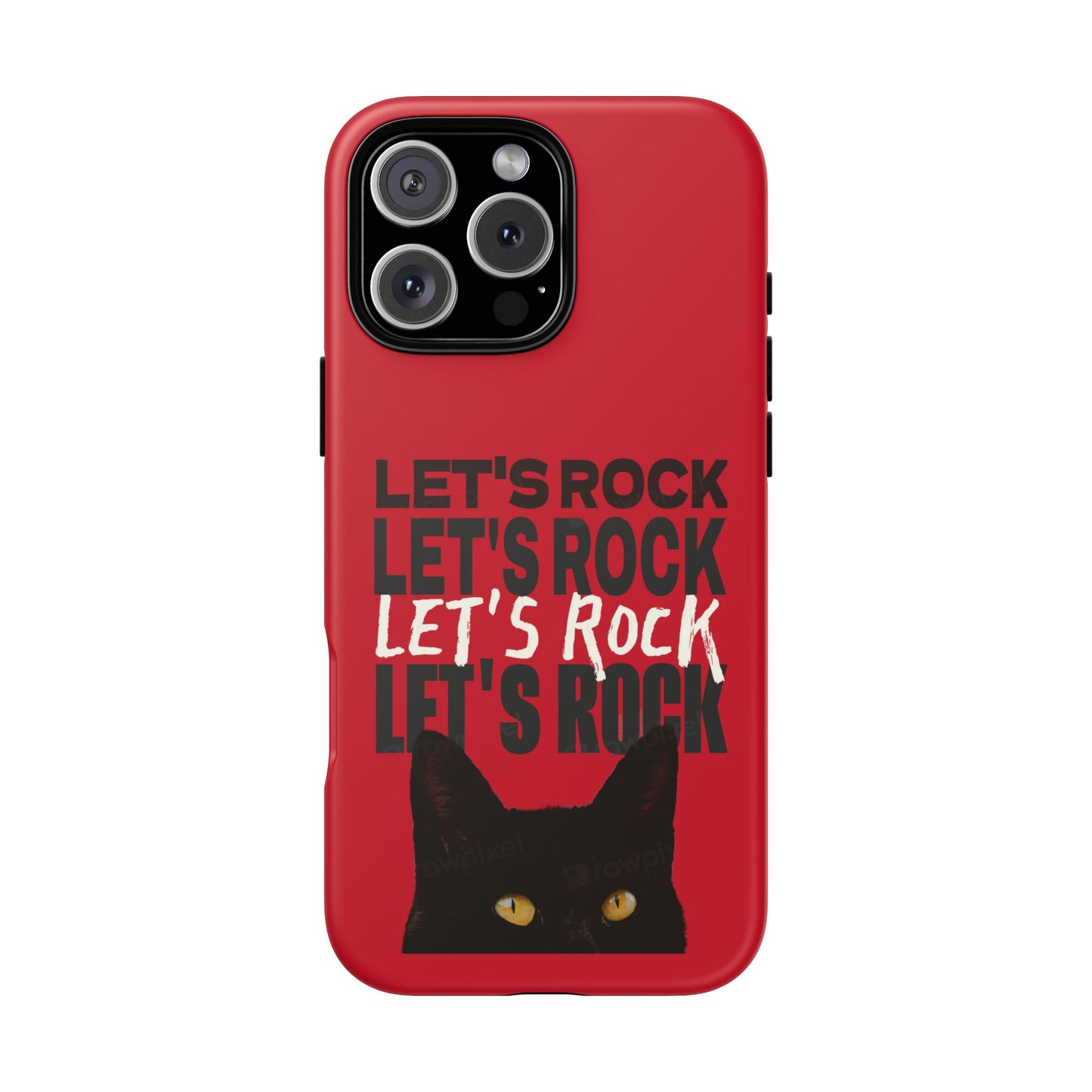 Black Cat Let's Rock Tough iPhone Case