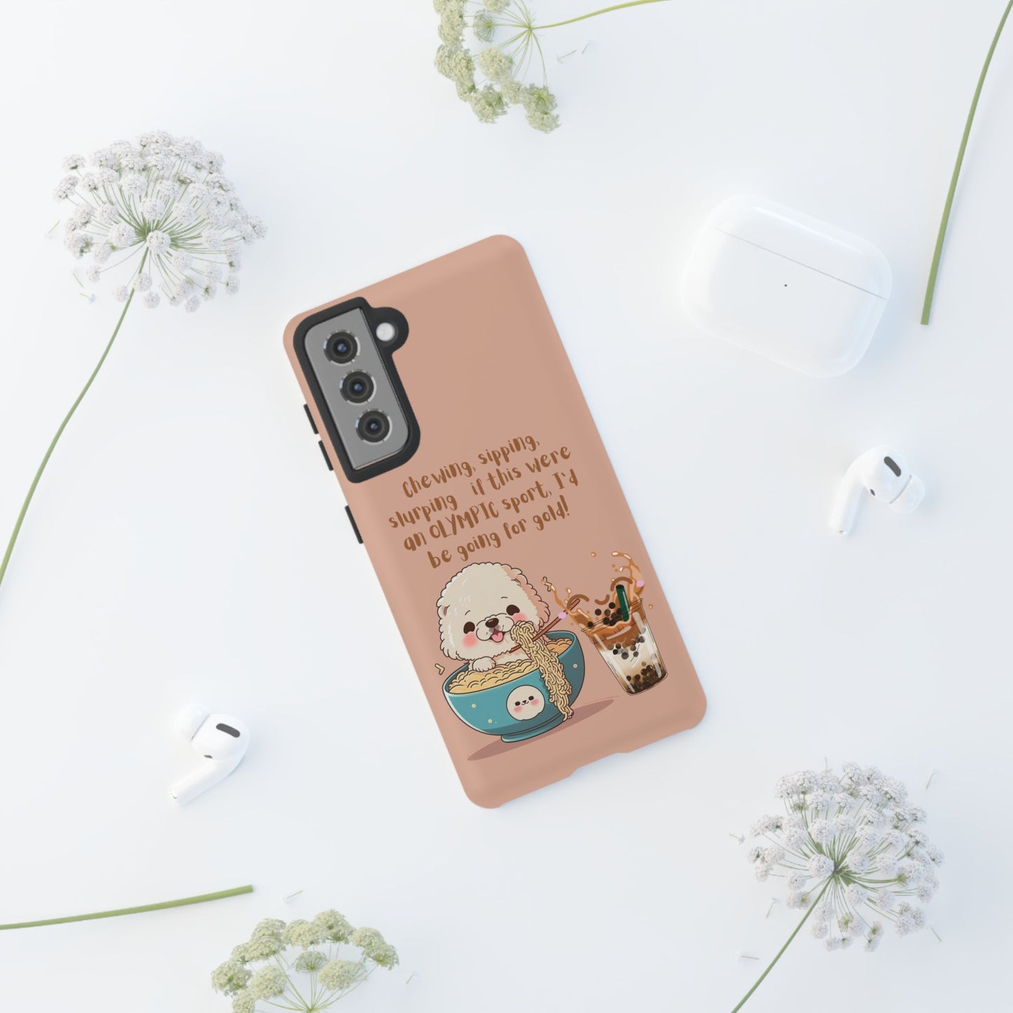 Dog Enjoying Ramen iPhone Tough Case – Cute and Fun Design for iPhone XR to iPhone 16 Pro Max
