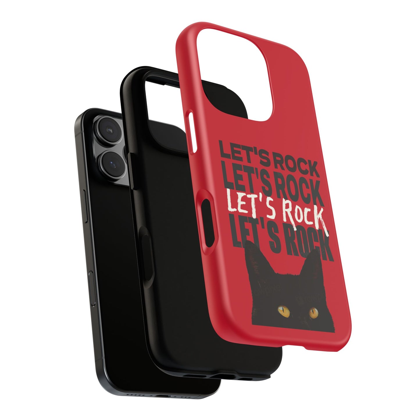 Black Cat Let's Rock Tough iPhone Case