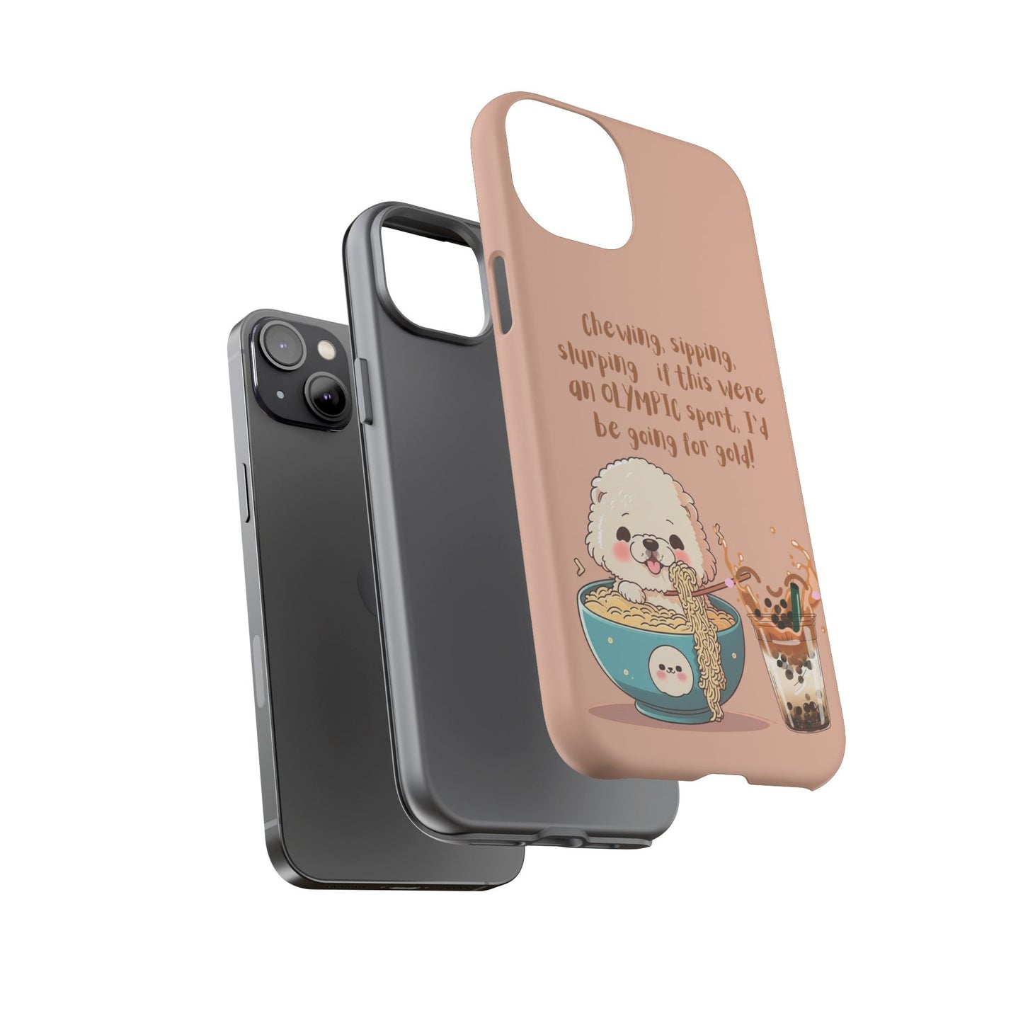 Dog Enjoying Ramen iPhone Tough Case – Cute and Fun Design for iPhone XR to iPhone 16 Pro Max