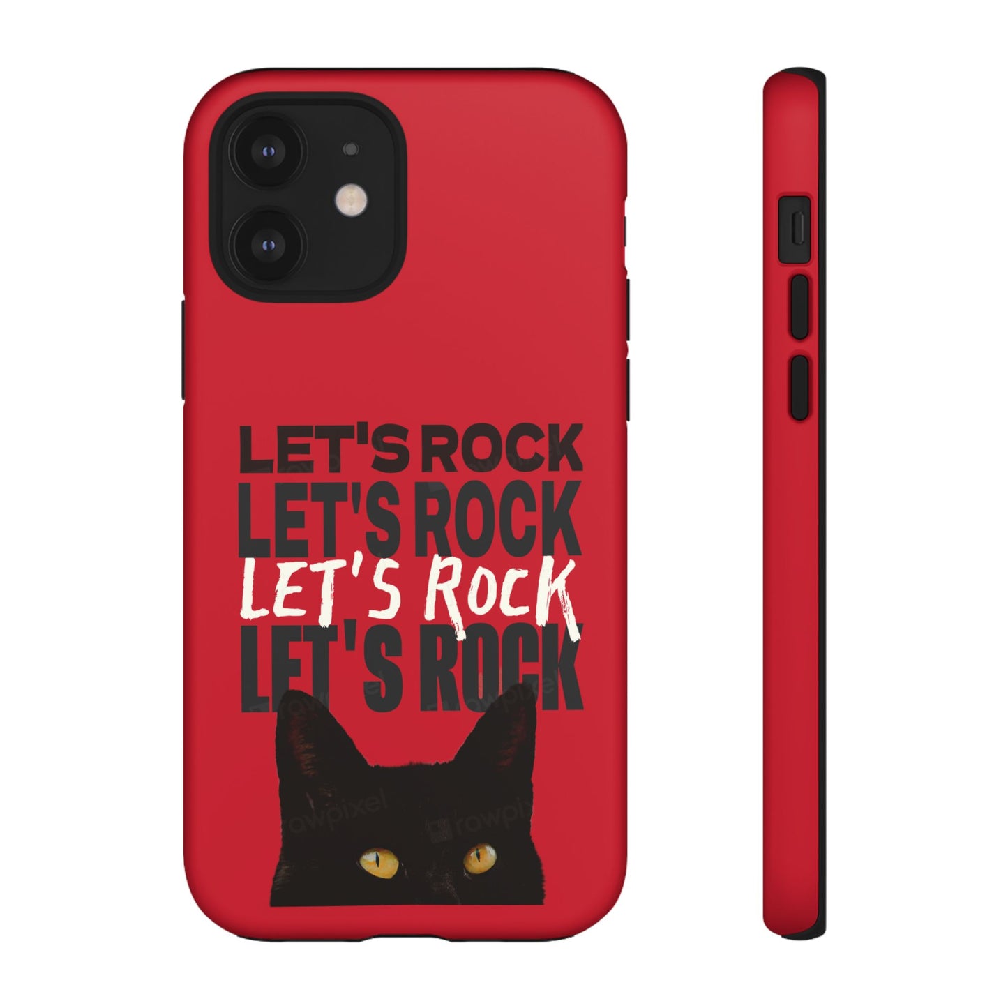 Black Cat Let's Rock Tough iPhone Case