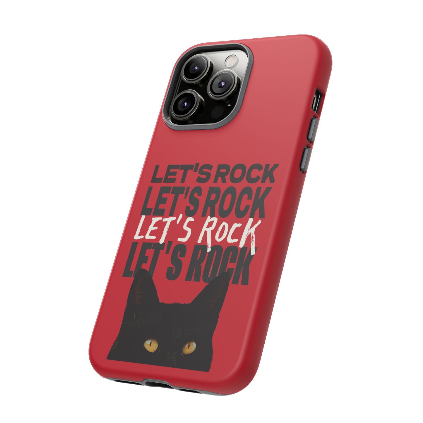 Black Cat Let's Rock Tough iPhone Case