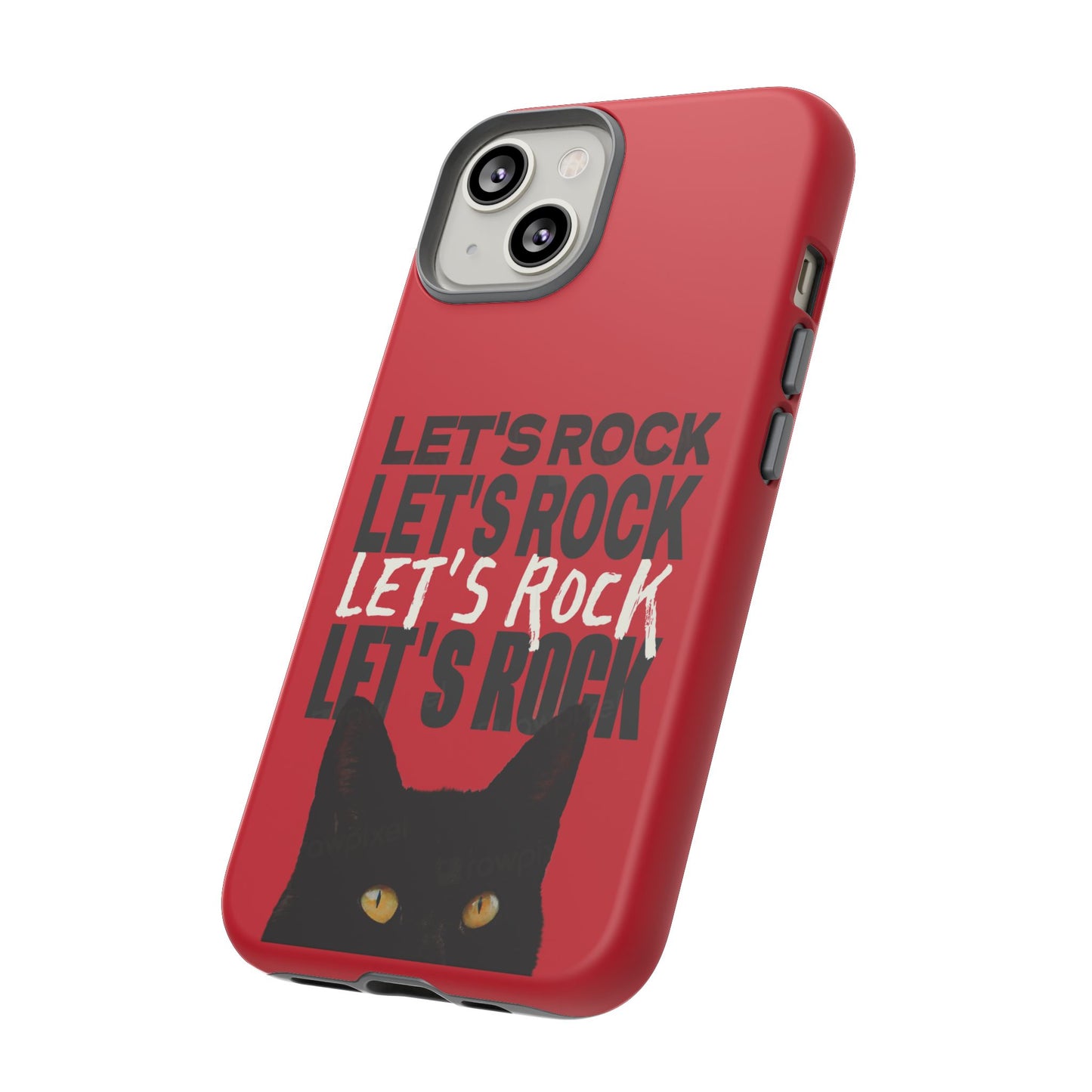 Black Cat Let's Rock Tough iPhone Case