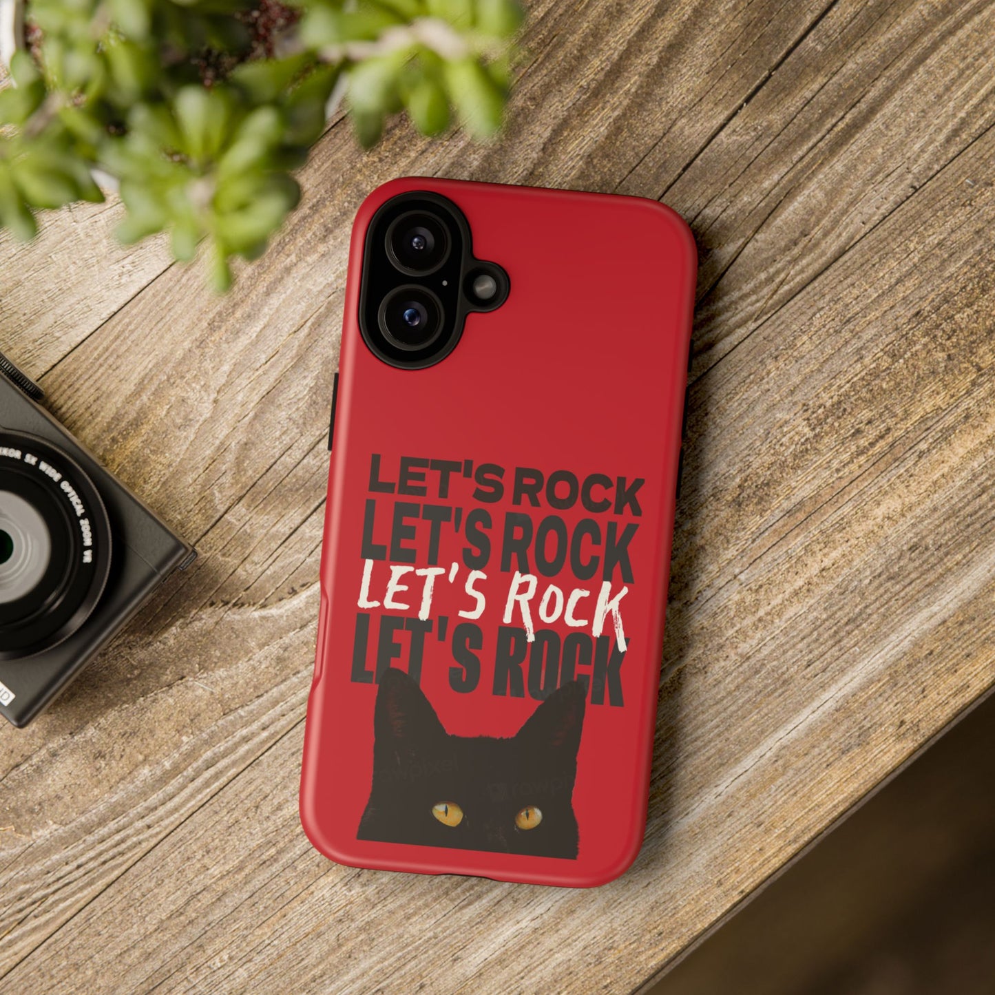 Black Cat Let's Rock Tough iPhone Case