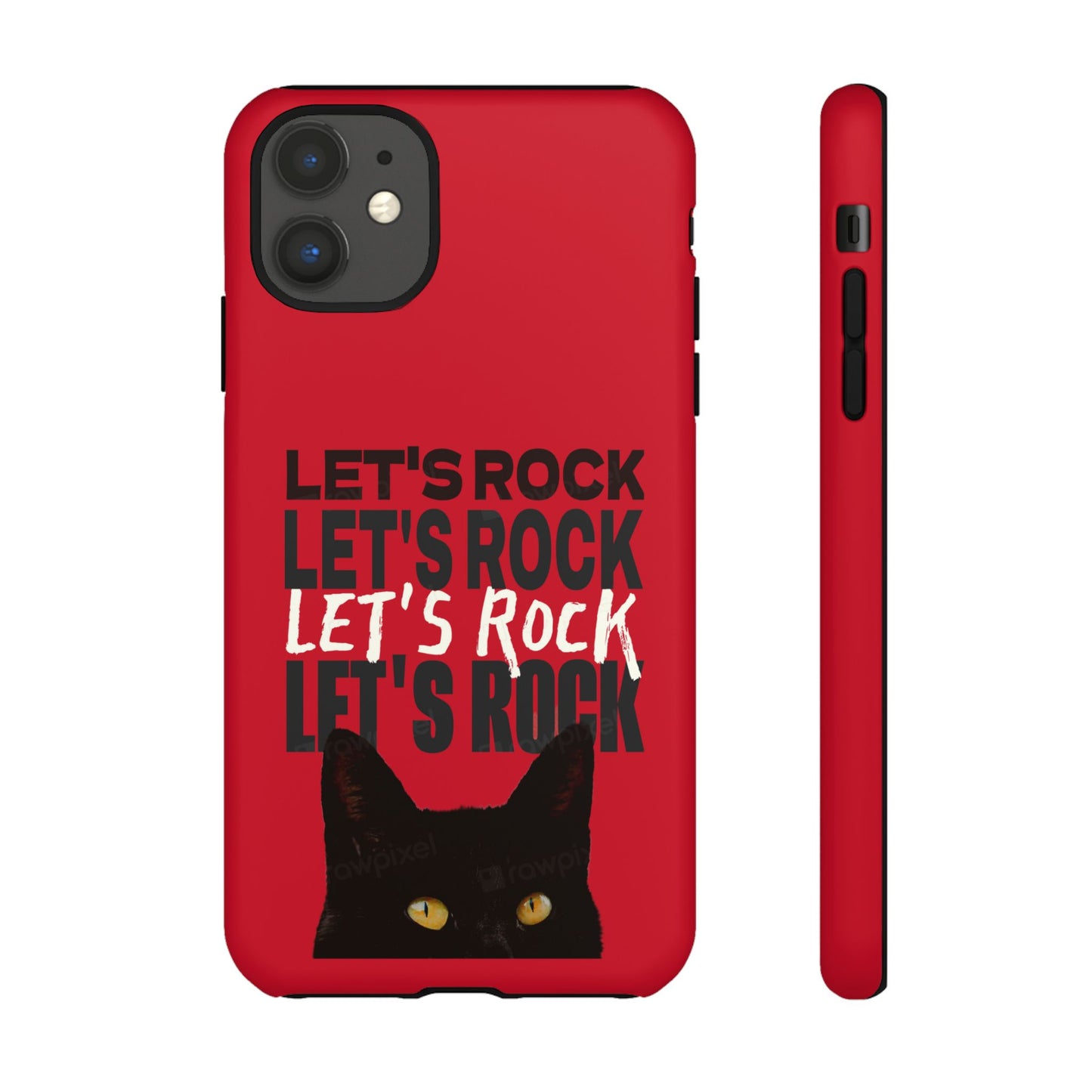 Black Cat Let's Rock Tough iPhone Case