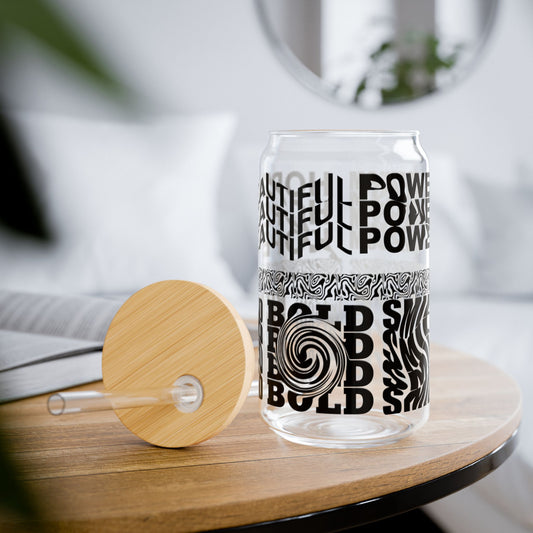 Empowerment Glass Sipper Cup 16oz (473ml) / Self-Love Drinkware / Gifts for Her / Personalized Affirmation Tumbler with Lid & Straw