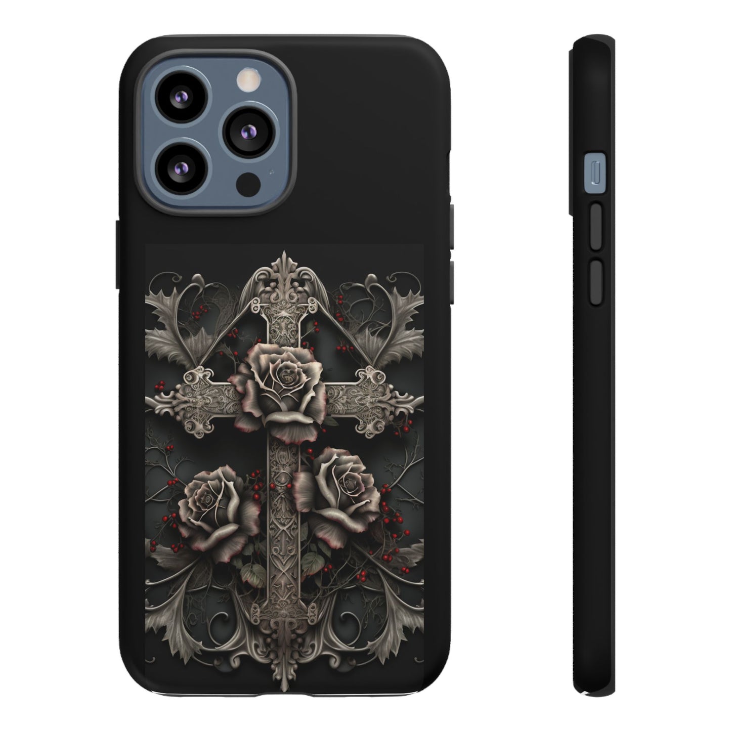 Gothic Elegance Cross Tough iPhone Case – Bold Protection with a Stylish Edge