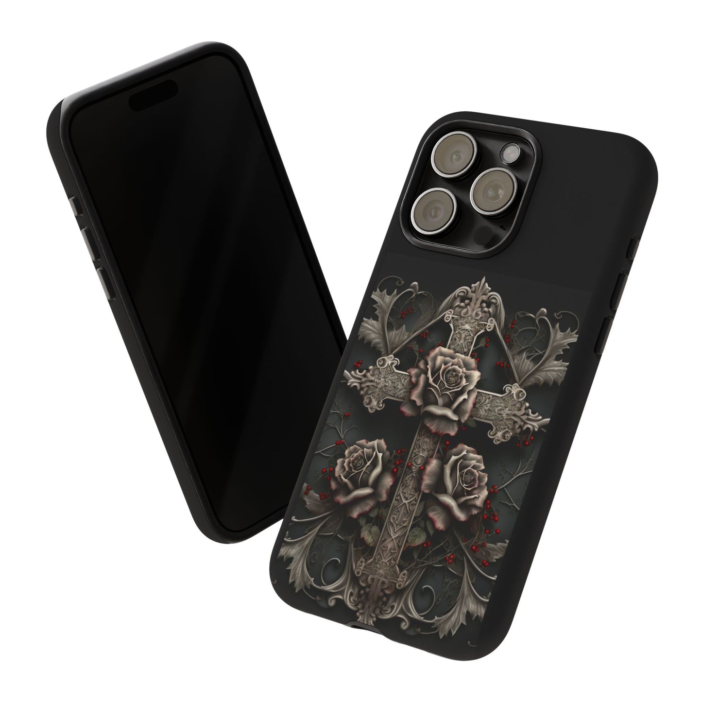 Gothic Elegance Cross Tough iPhone Case – Bold Protection with a Stylish Edge