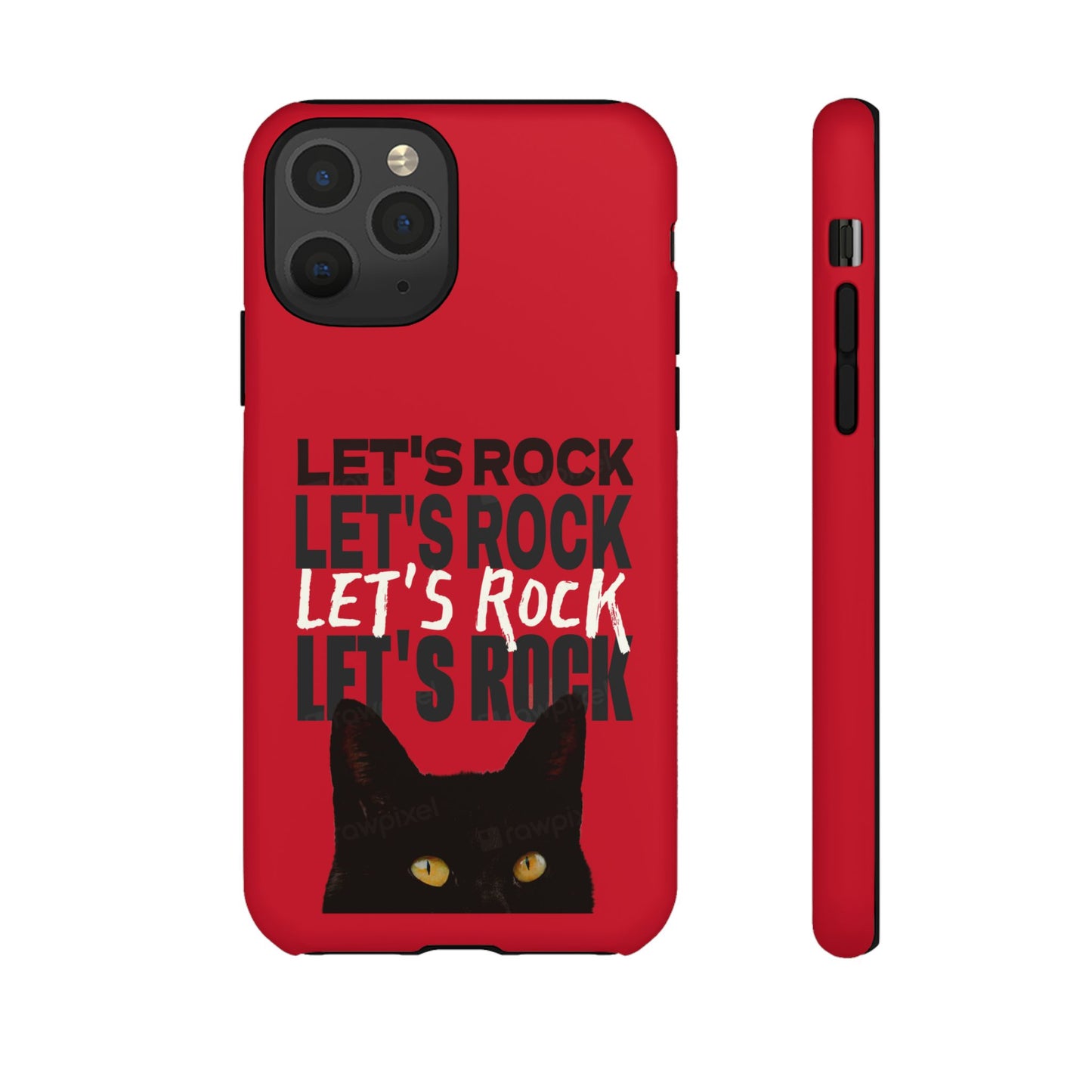 Black Cat Let's Rock Tough iPhone Case