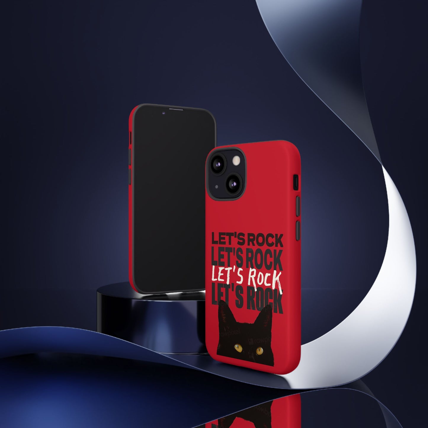 Black Cat Let's Rock Tough iPhone Case