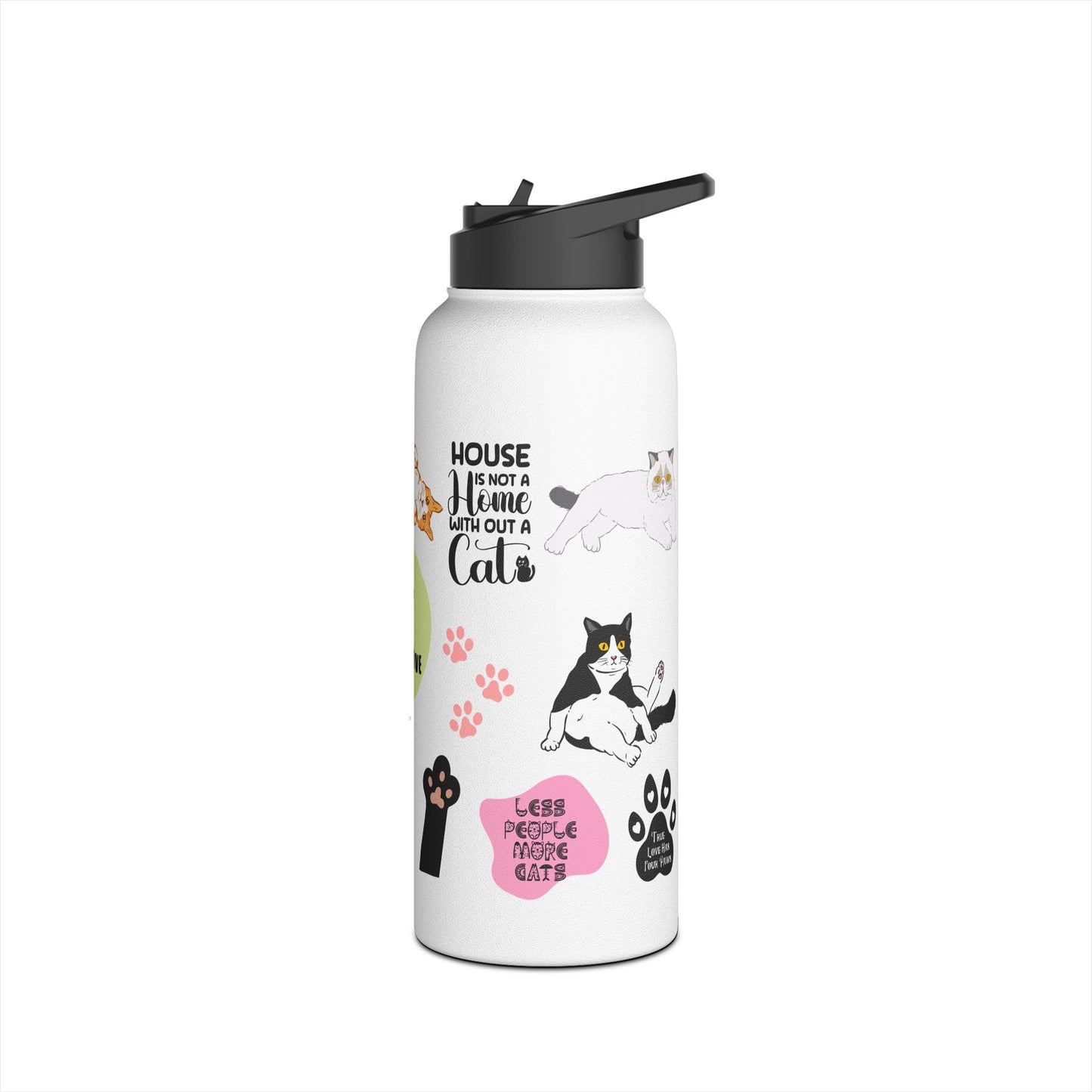 Feline Family Warm Whiskers & Words of Love - Stainless Steel Water Bottle