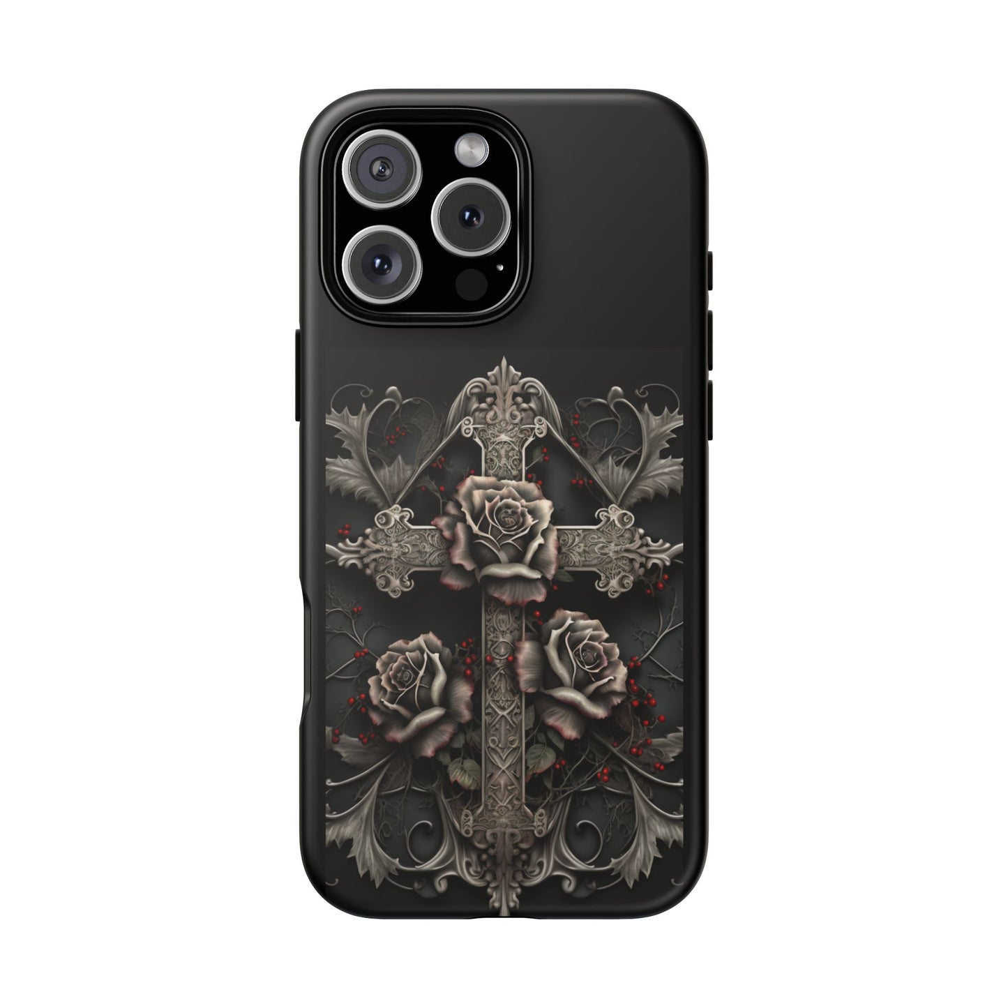 Gothic Elegance Cross Tough iPhone Case – Bold Protection with a Stylish Edge