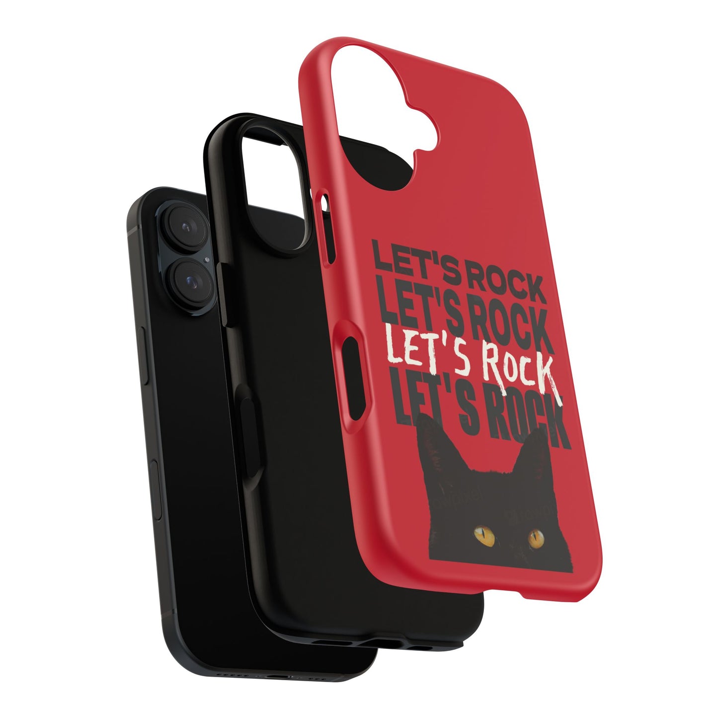 Black Cat Let's Rock Tough iPhone Case