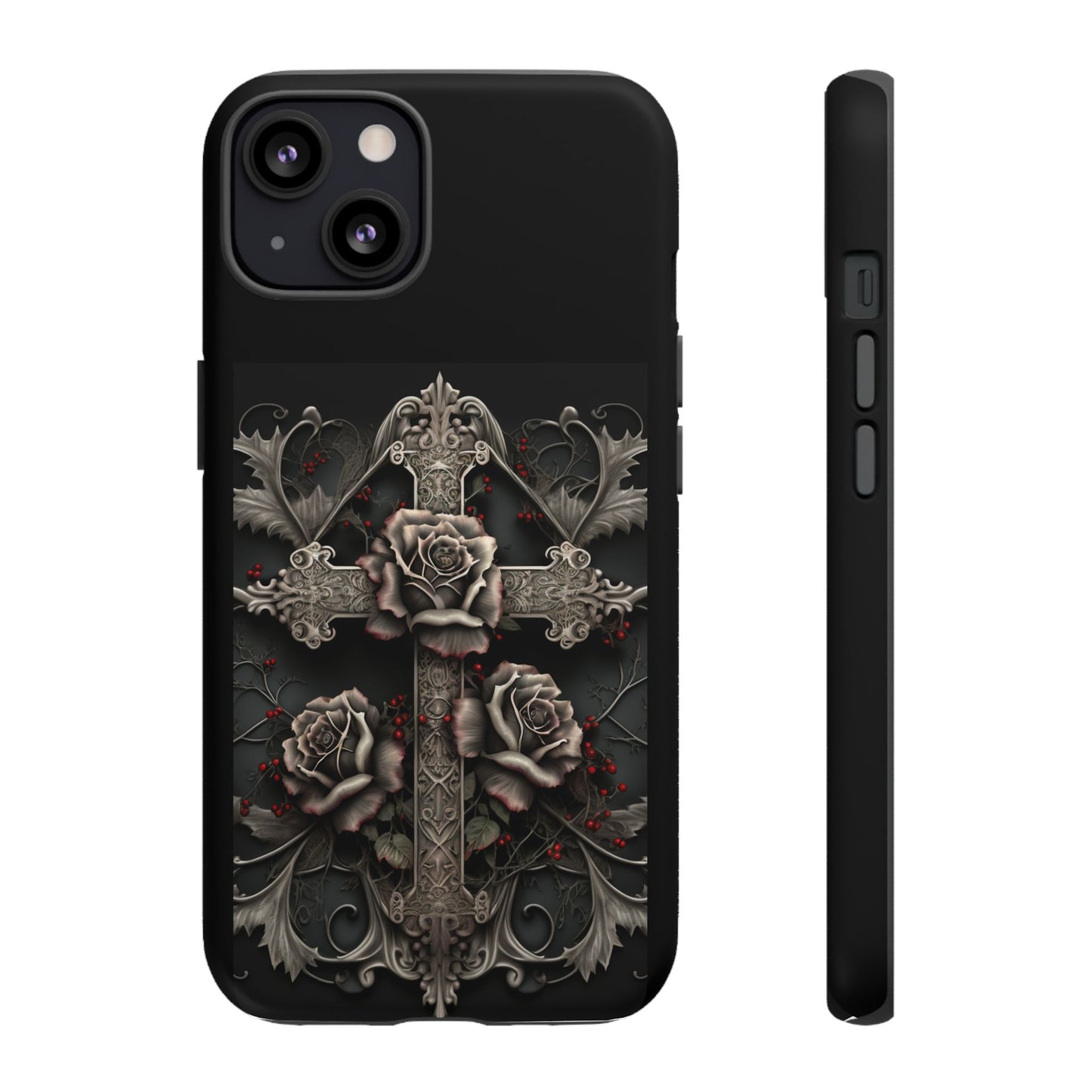 Gothic Elegance Cross Tough iPhone Case – Bold Protection with a Stylish Edge