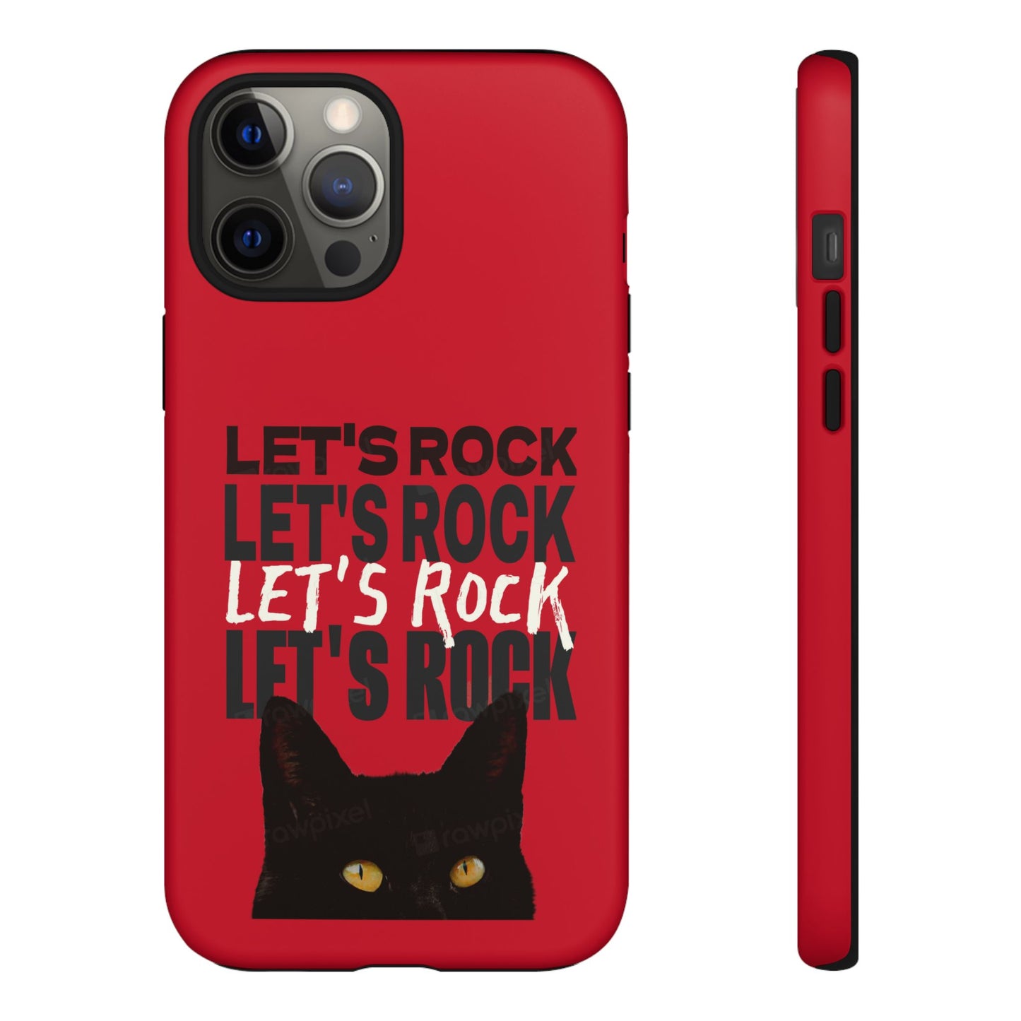Black Cat Let's Rock Tough iPhone Case