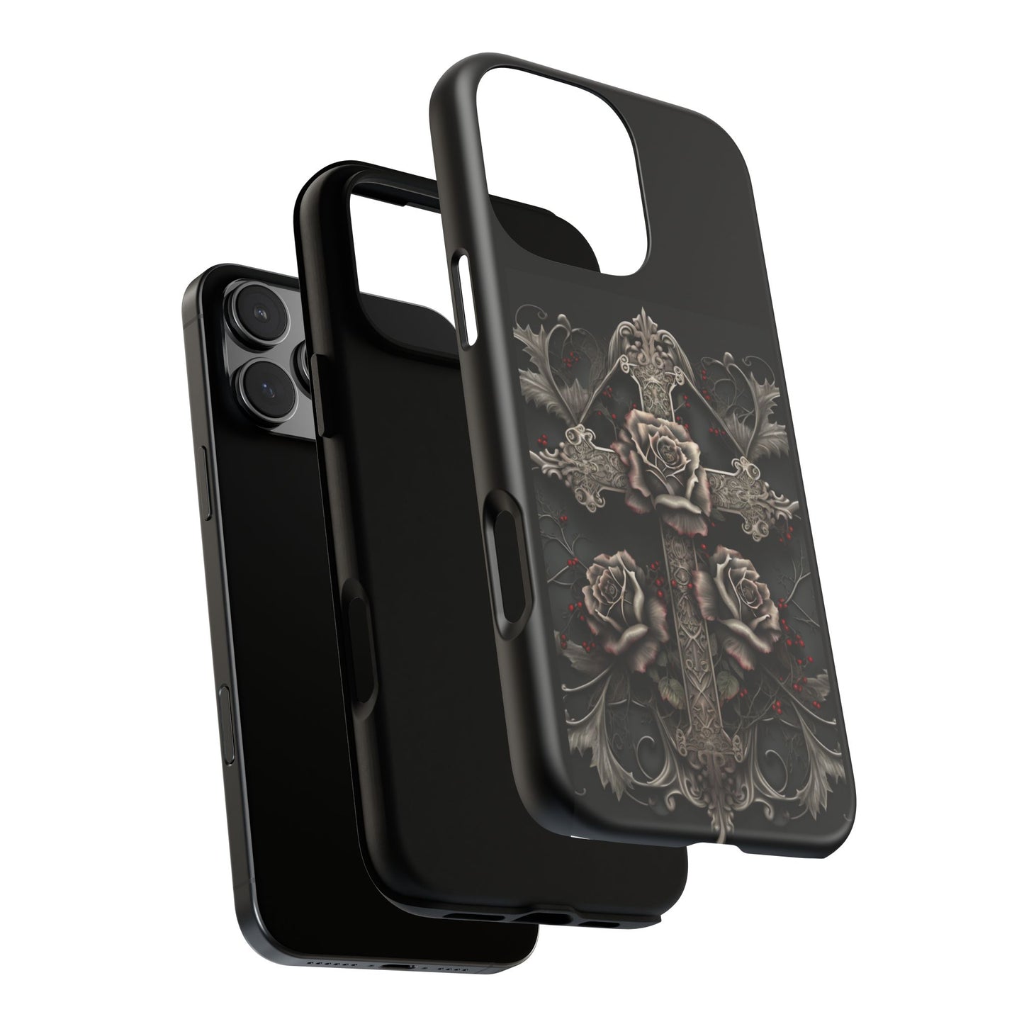 Gothic Elegance Cross Tough iPhone Case – Bold Protection with a Stylish Edge