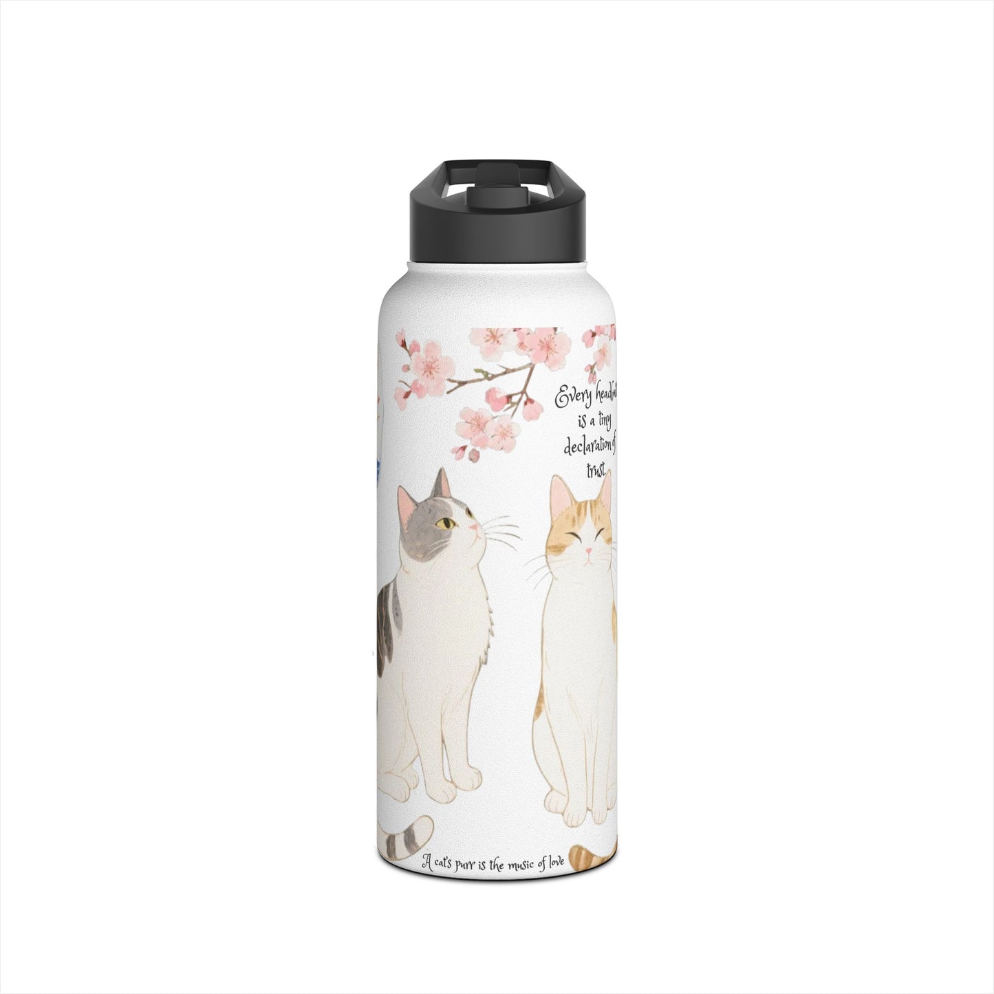 Whiskers in Porcelain: Cats in Japanese Elegance - Stainless Steel Water Bottle