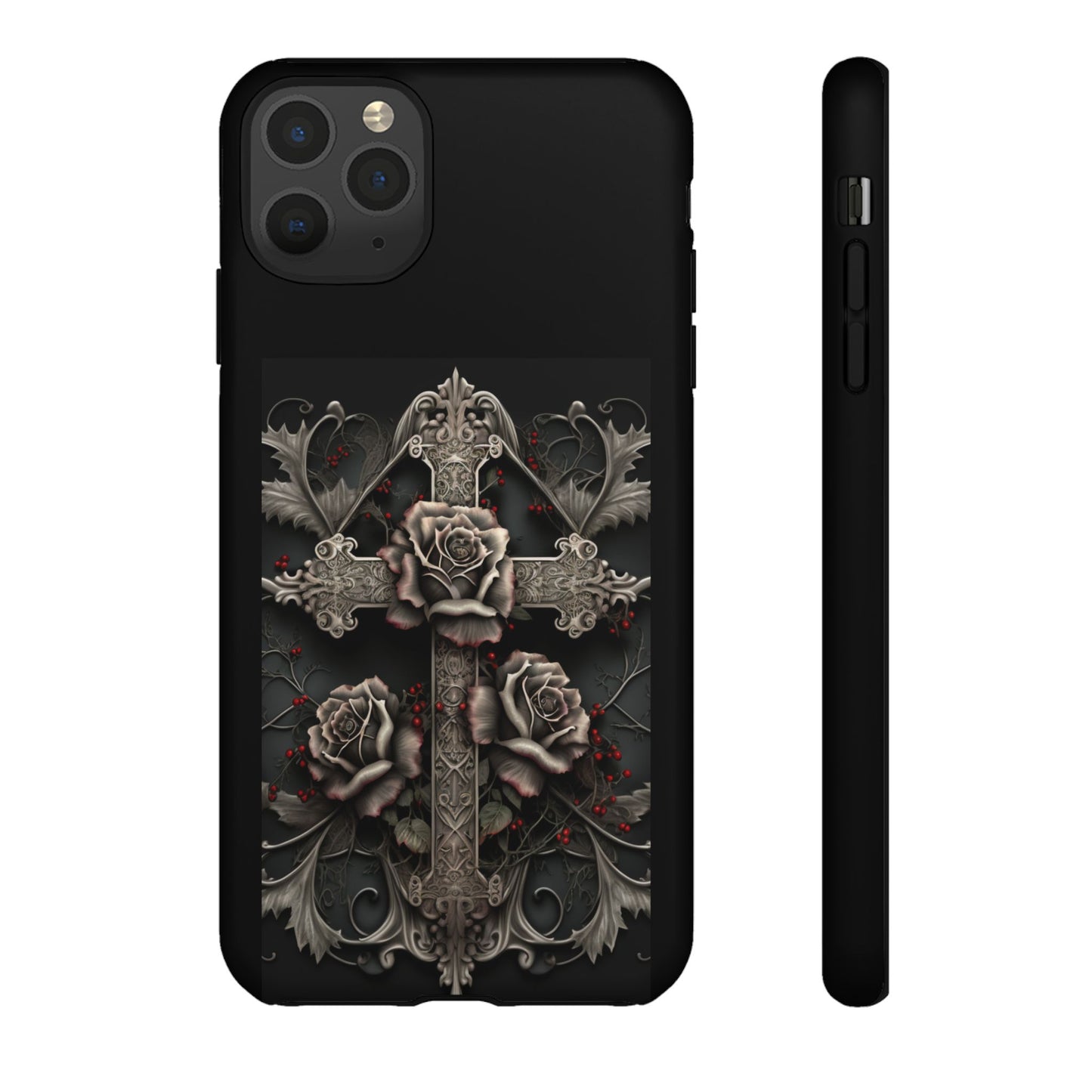 Gothic Elegance Cross Tough iPhone Case – Bold Protection with a Stylish Edge