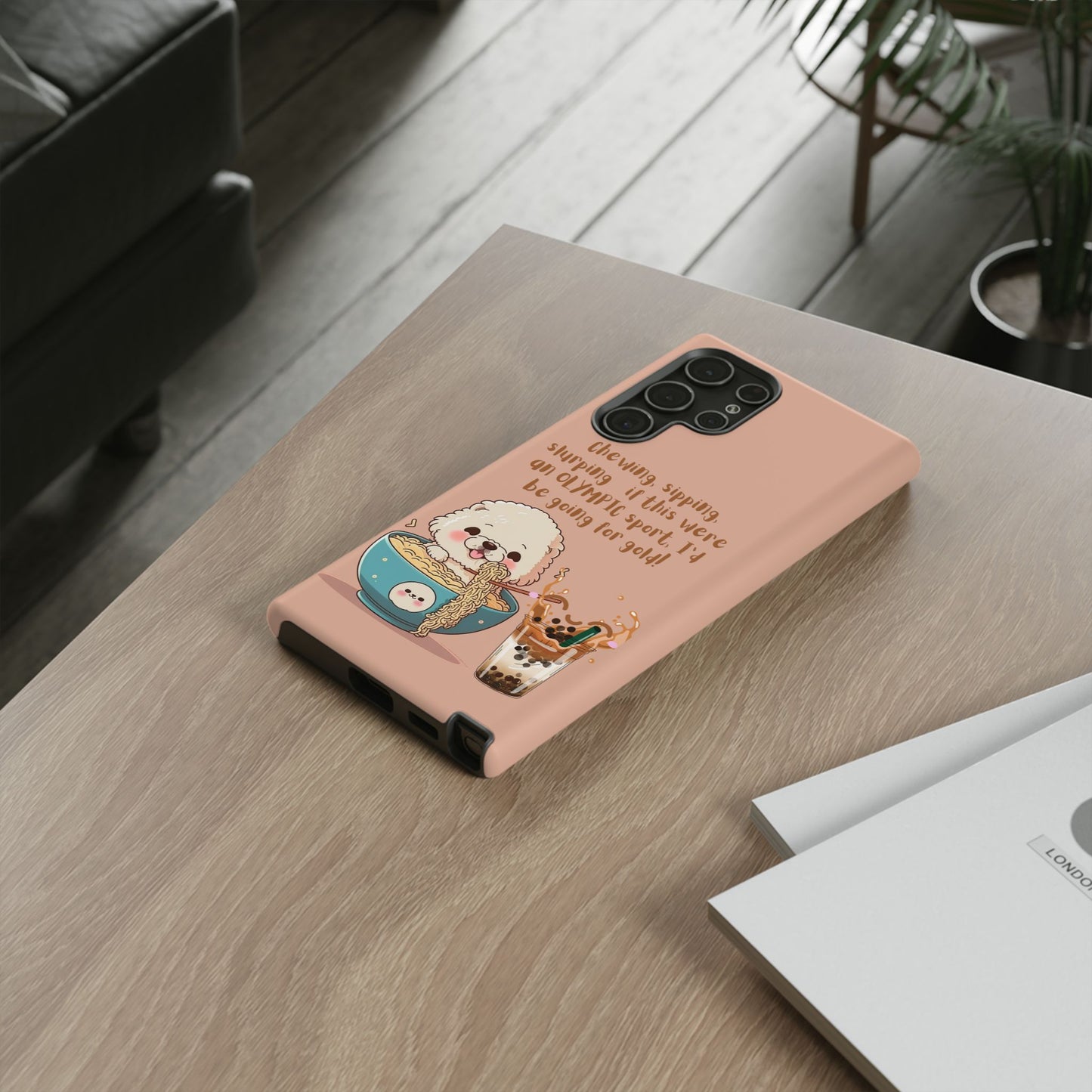 Dog Enjoying Ramen iPhone Tough Case – Cute and Fun Design for iPhone XR to iPhone 16 Pro Max