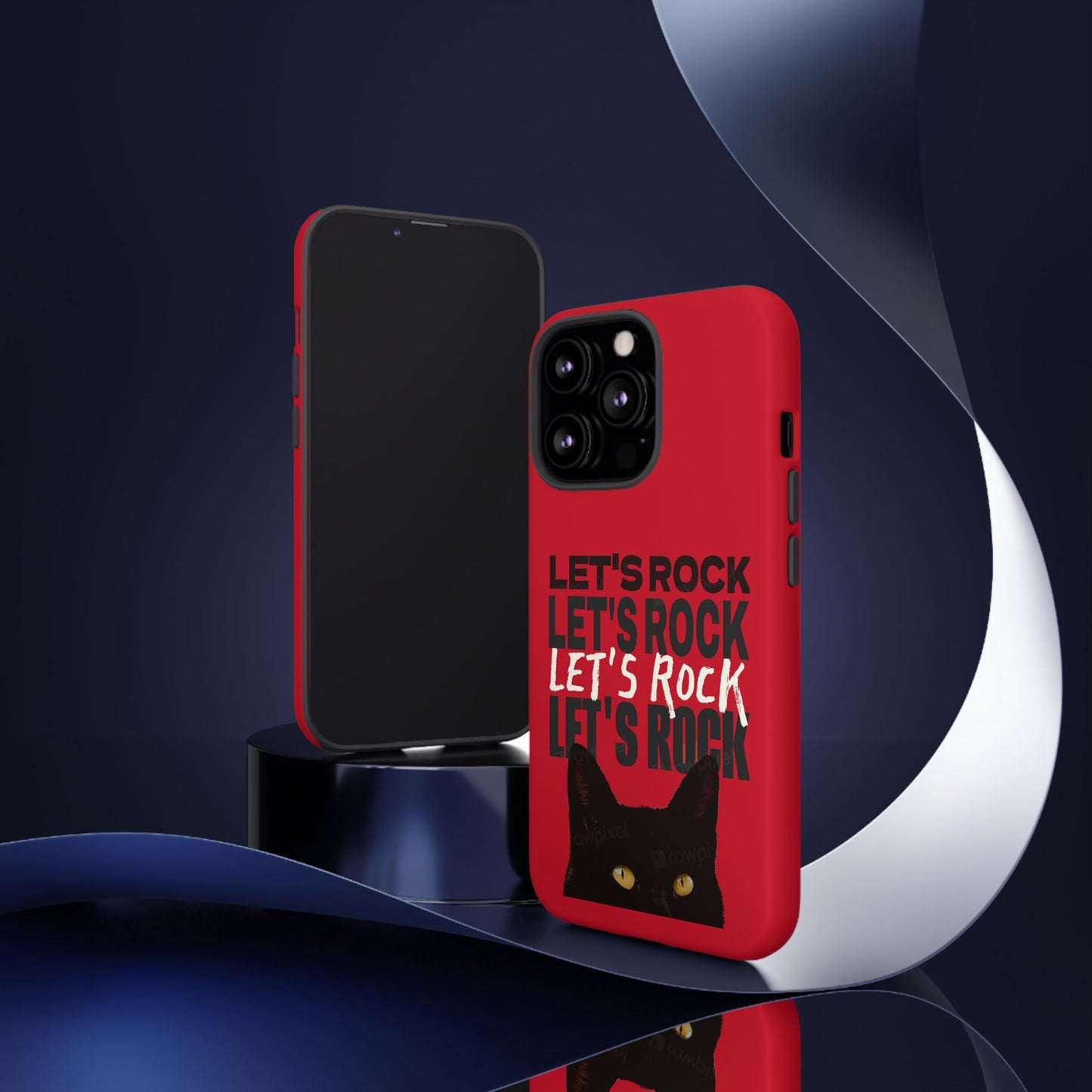 Black Cat Let's Rock Tough iPhone Case