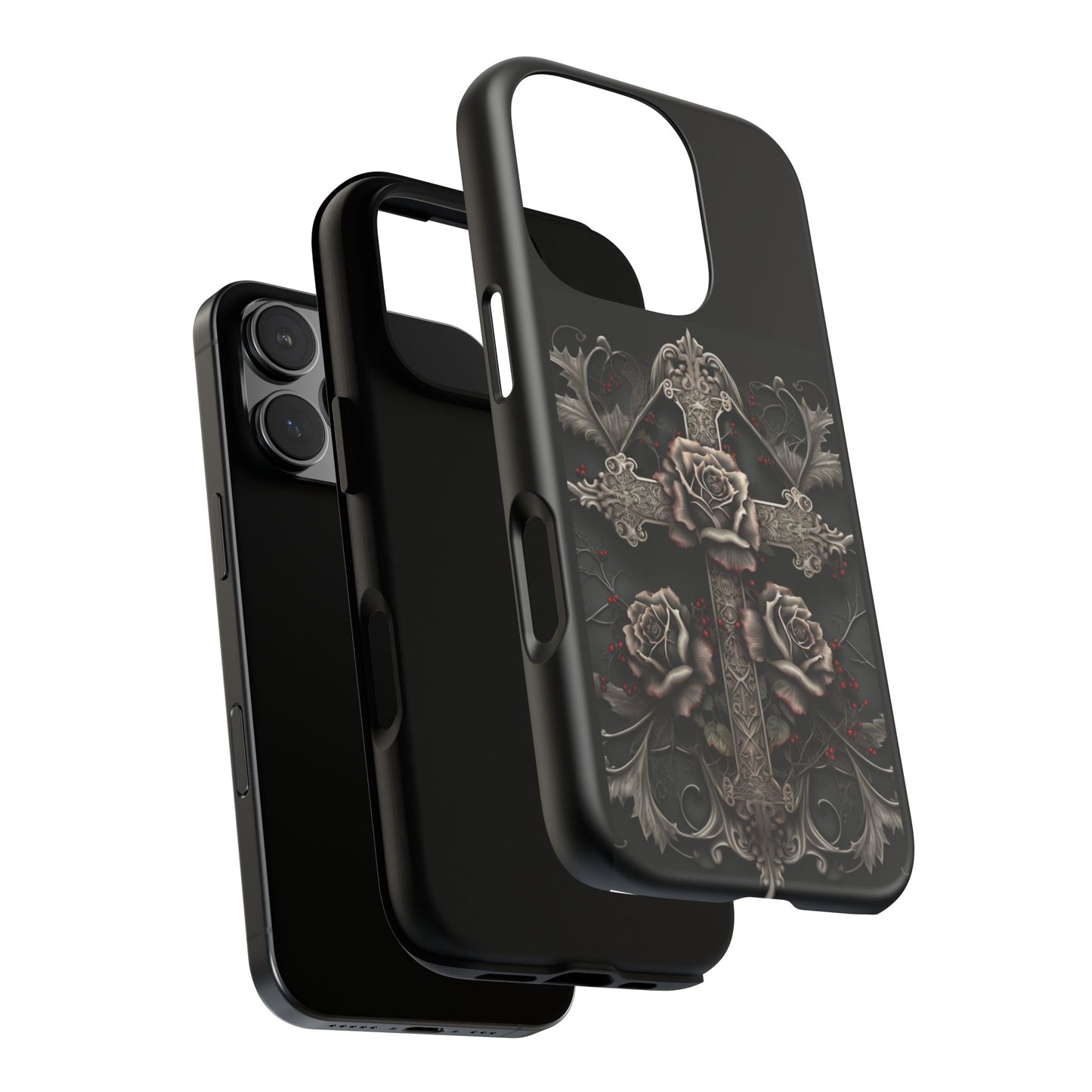 Gothic Elegance Cross Tough iPhone Case – Bold Protection with a Stylish Edge