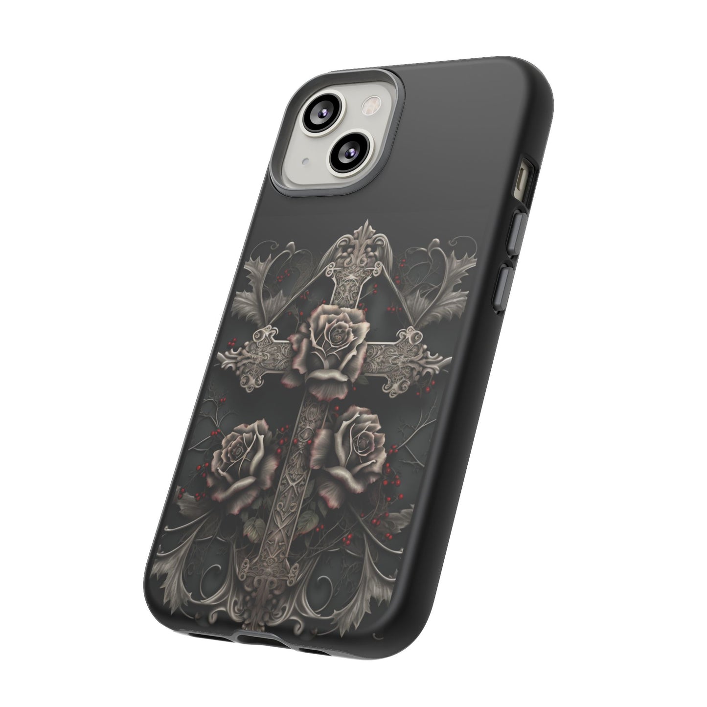 Gothic Elegance Cross Tough iPhone Case – Bold Protection with a Stylish Edge