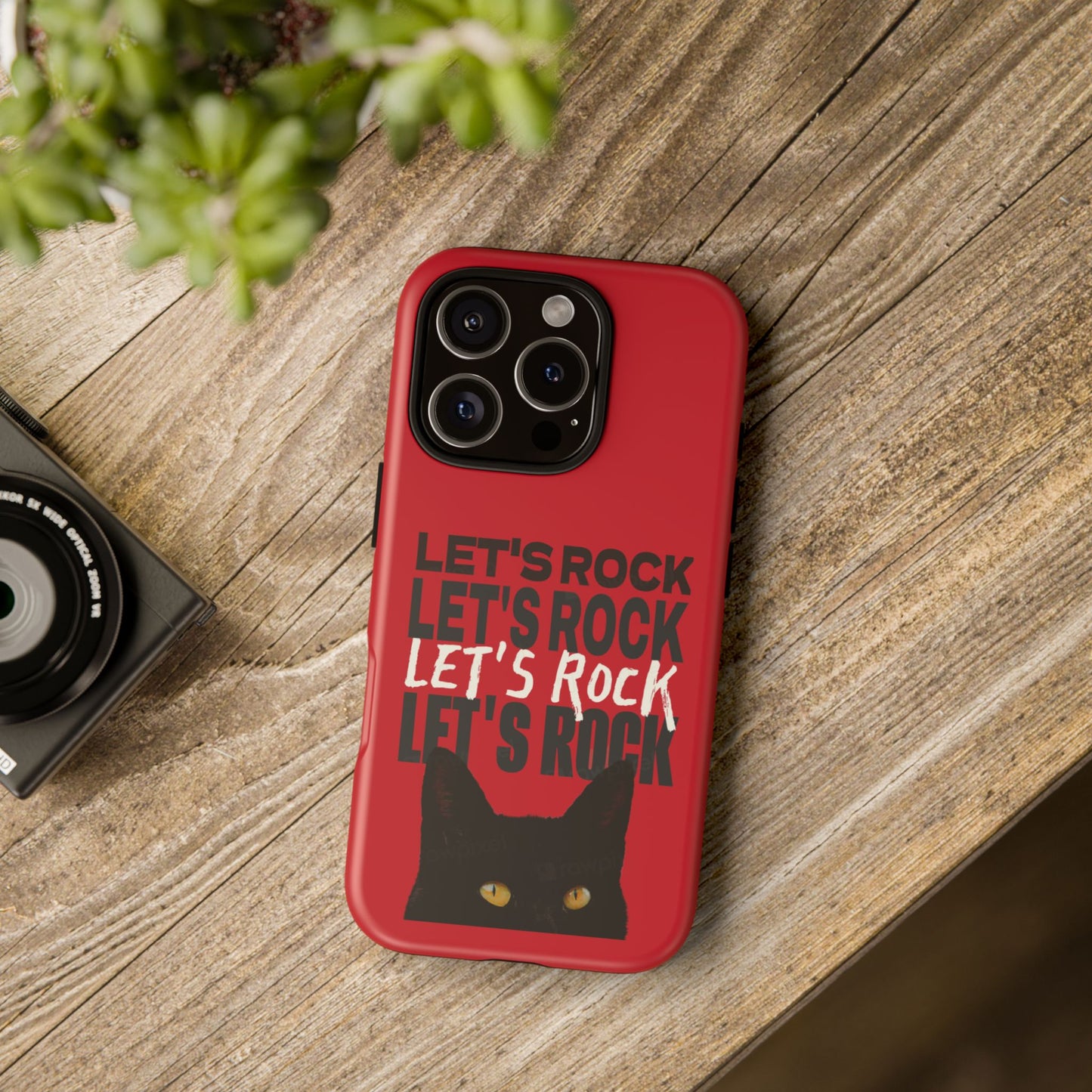 Black Cat Let's Rock Tough iPhone Case