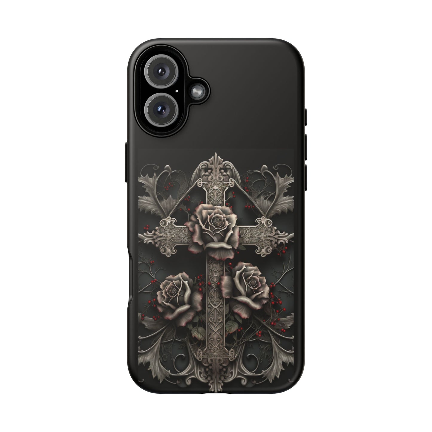 Gothic Elegance Cross Tough iPhone Case – Bold Protection with a Stylish Edge