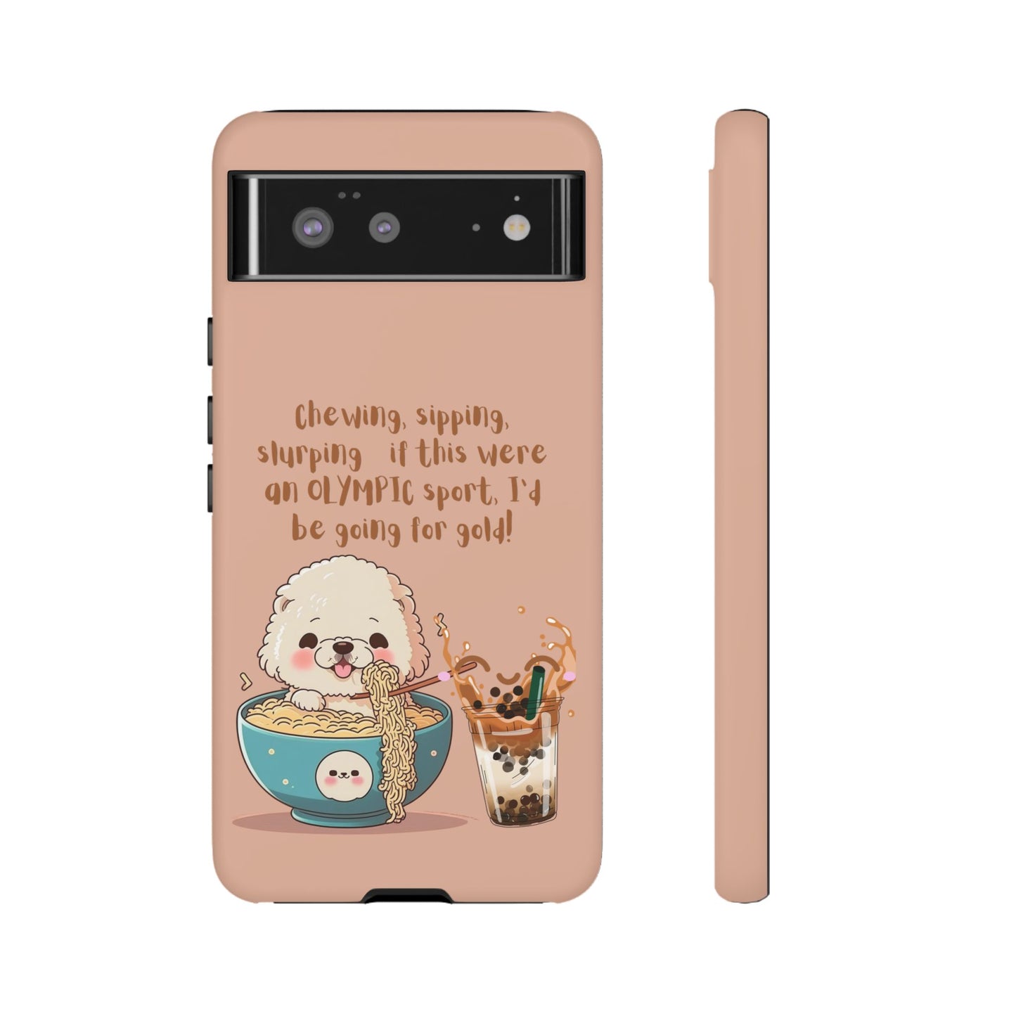 Dog Enjoying Ramen iPhone Tough Case – Cute and Fun Design for iPhone XR to iPhone 16 Pro Max