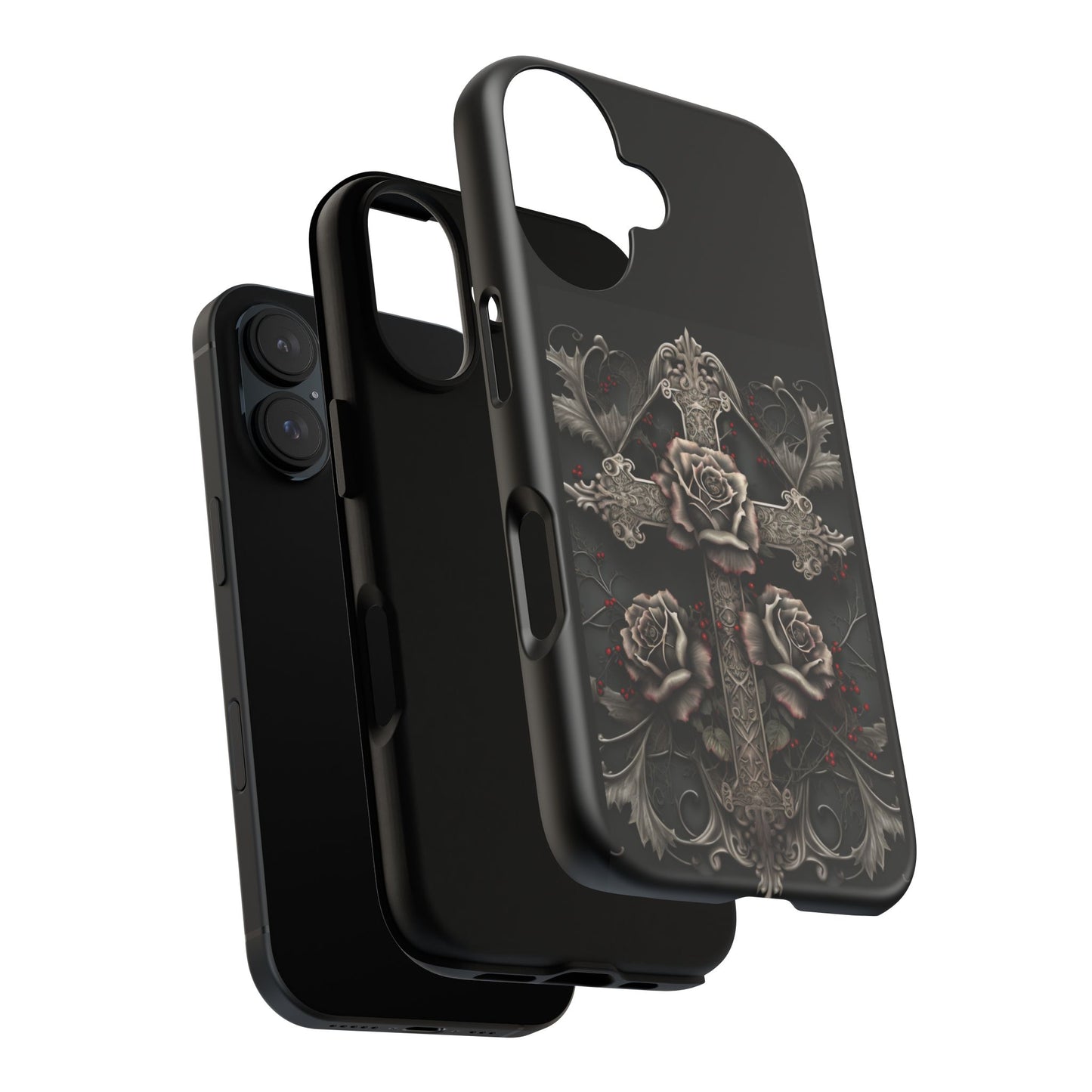 Gothic Elegance Cross Tough iPhone Case – Bold Protection with a Stylish Edge